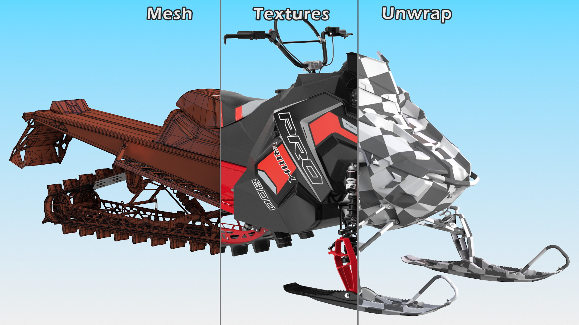 Snowmobile Polaris Red 3D