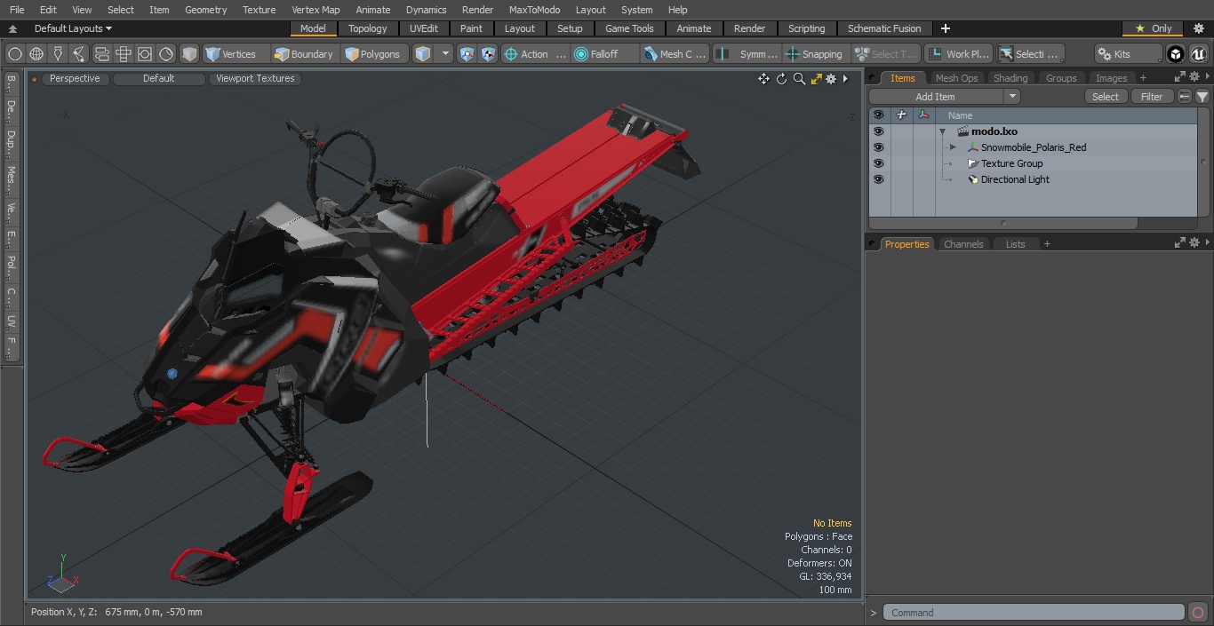 Snowmobile Polaris Red 3D