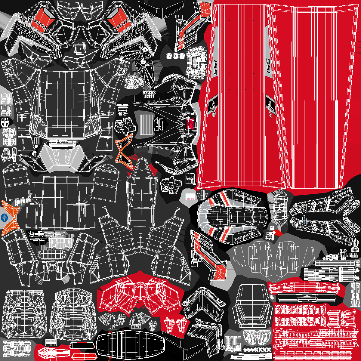 Snowmobile Polaris Red 3D