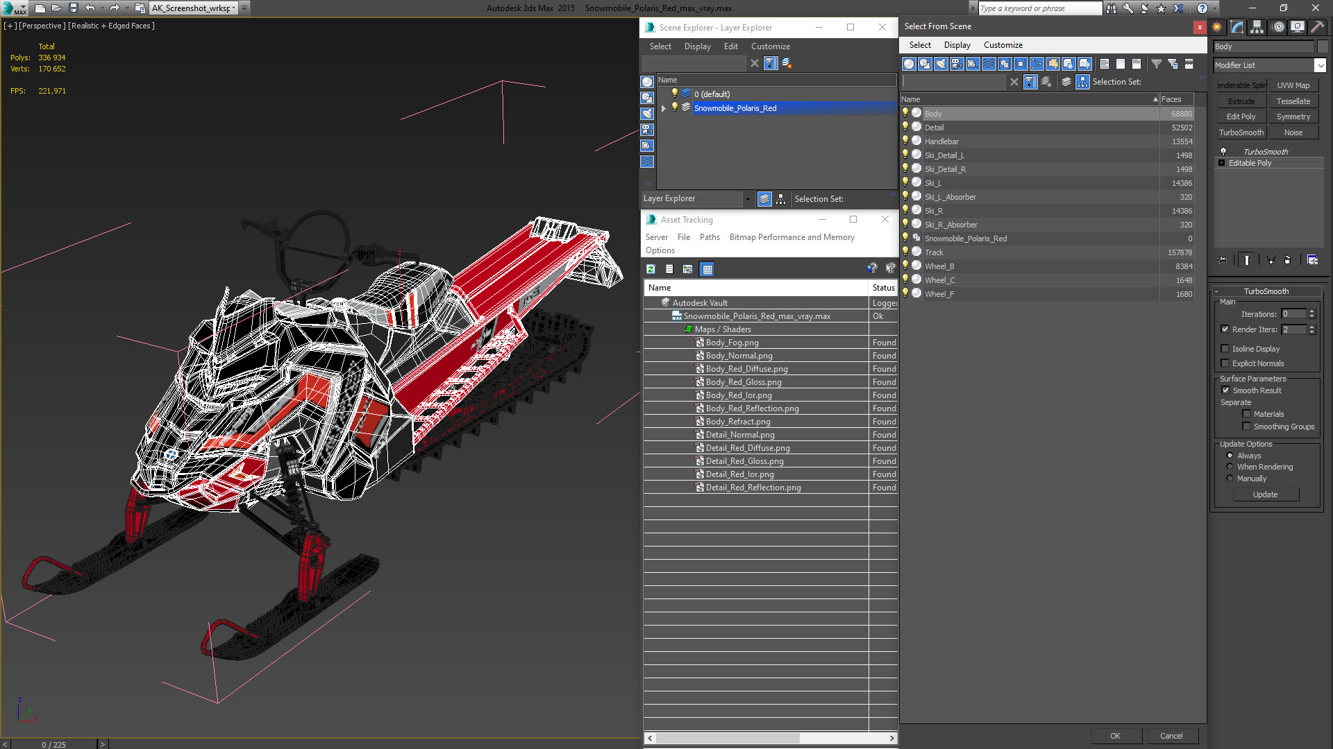 Snowmobile Polaris Red 3D