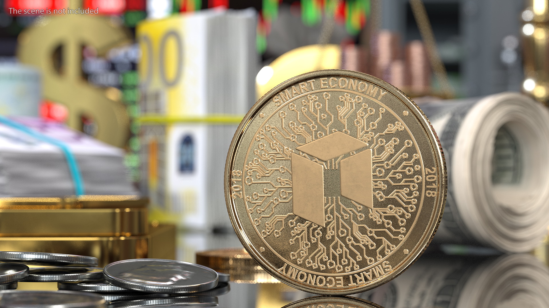 3D NEO Cryptocurrency Coin Gold model