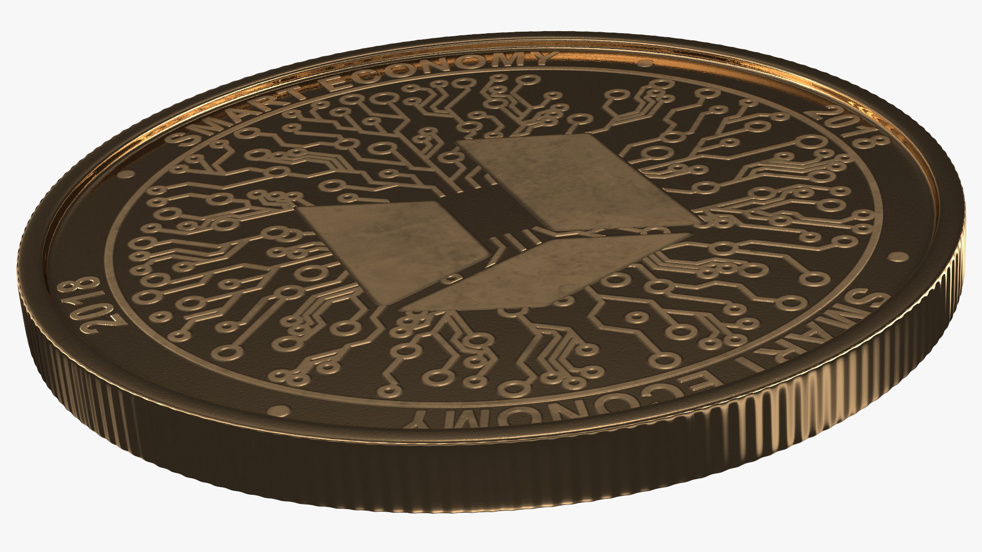 3D NEO Cryptocurrency Coin Gold model