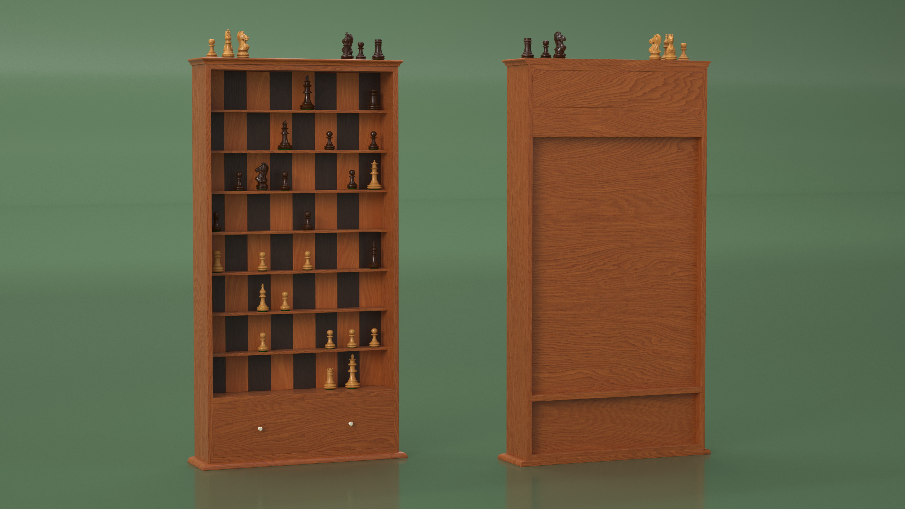 3D model Straight Up Wooden Chess Board