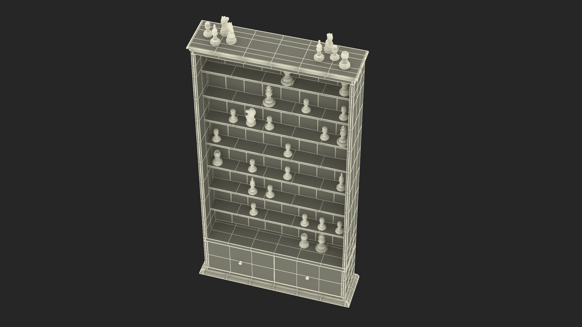 3D model Straight Up Wooden Chess Board