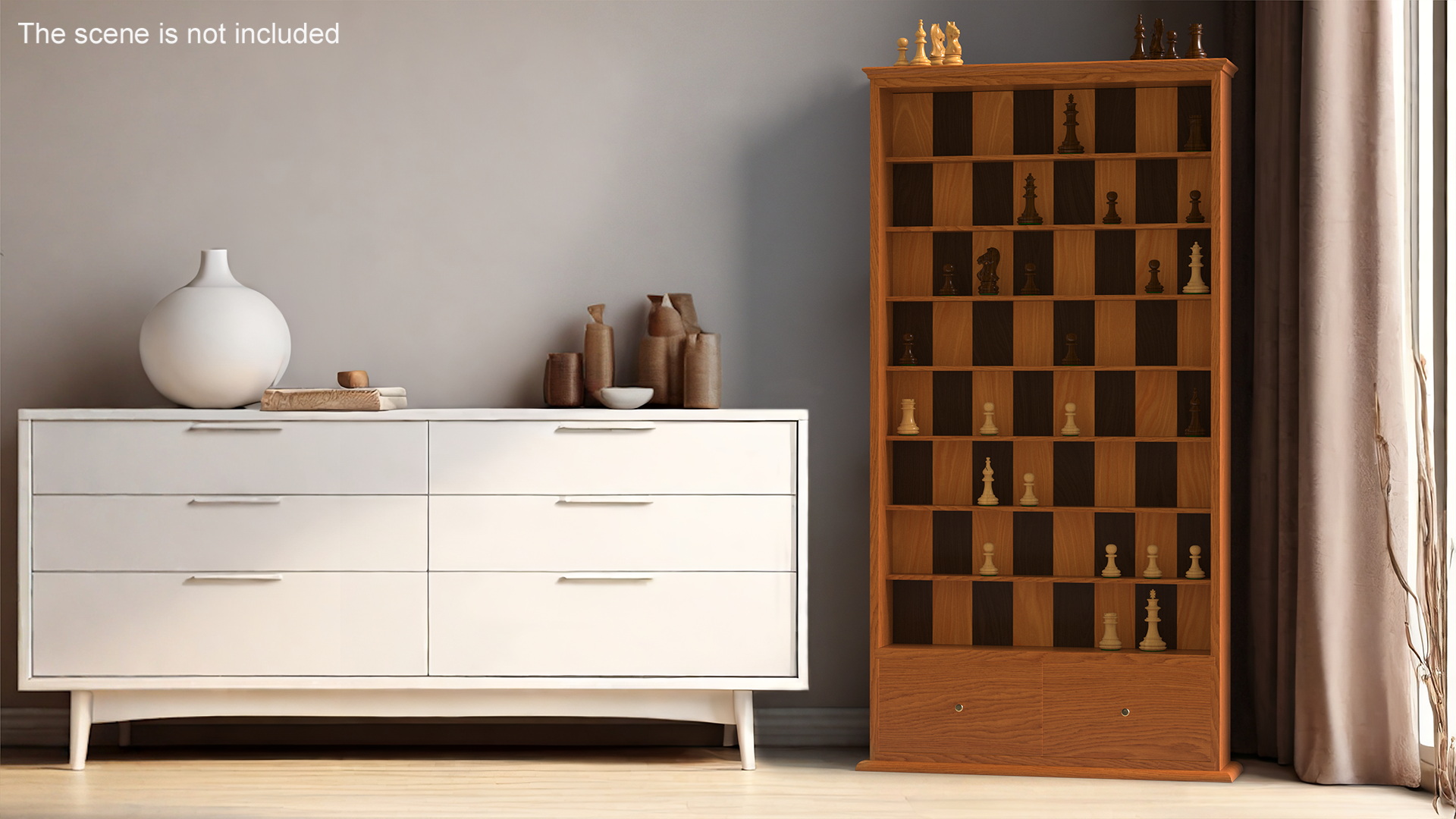 3D model Straight Up Wooden Chess Board