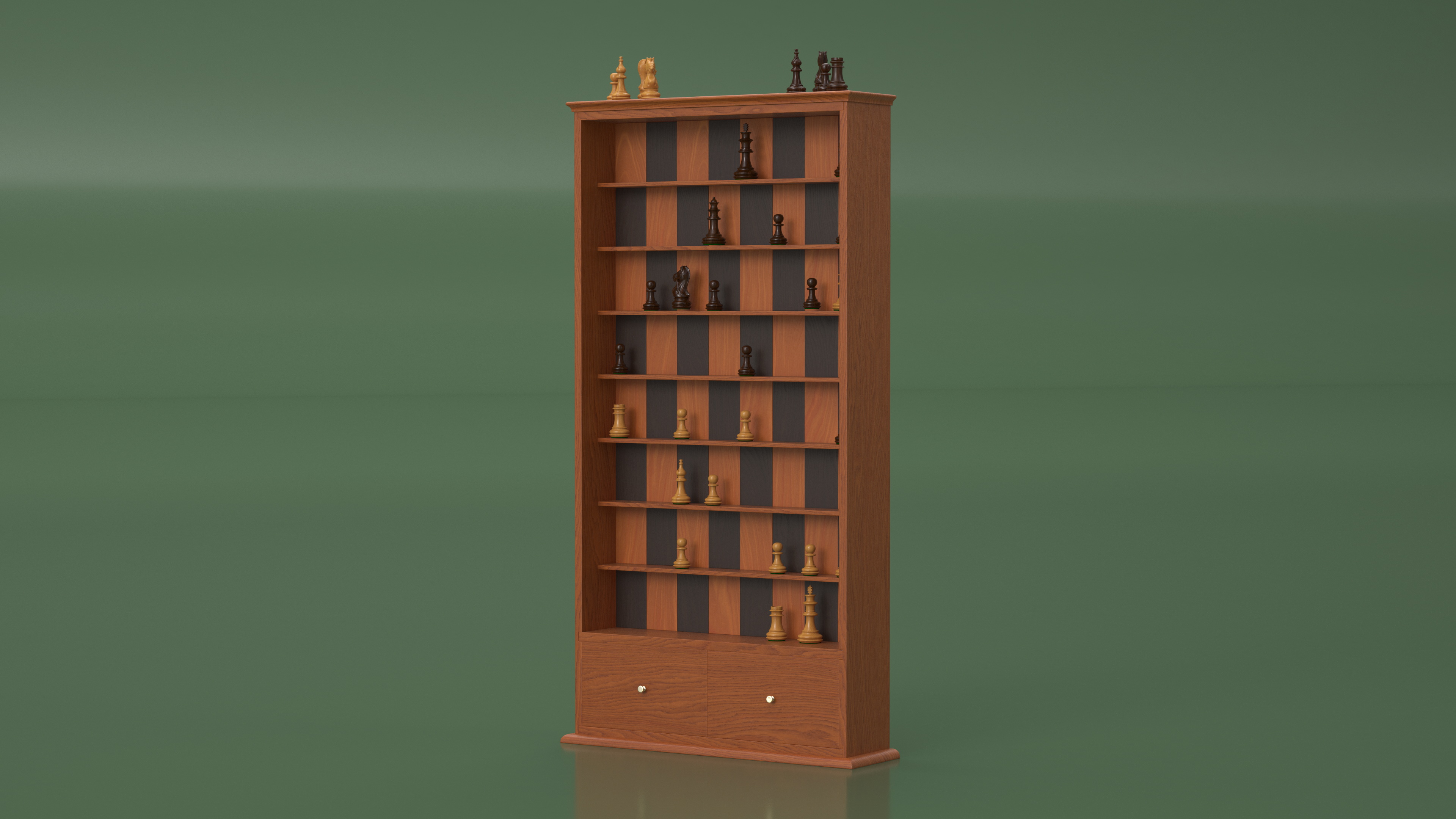 3D model Straight Up Wooden Chess Board