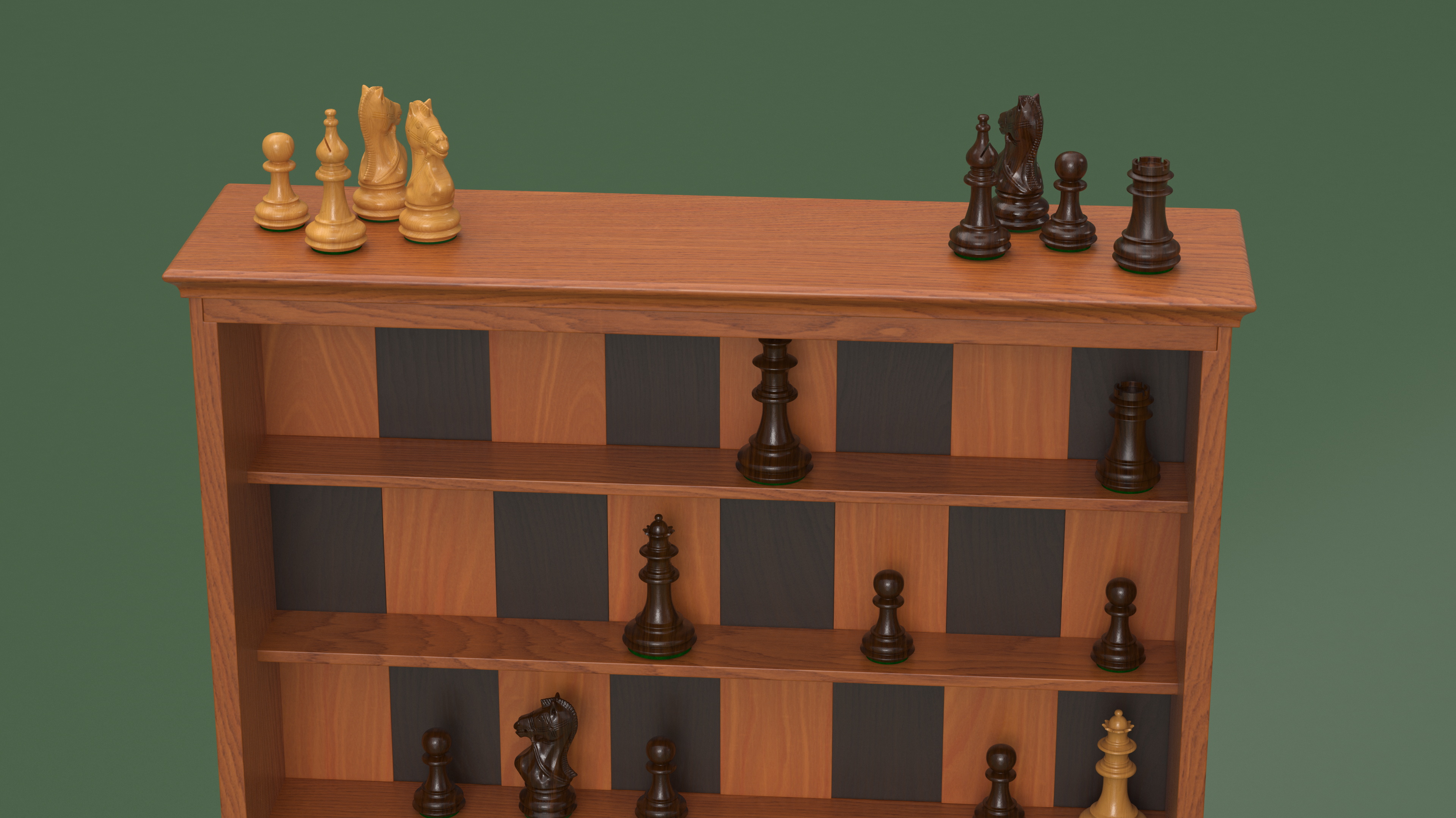 3D model Straight Up Wooden Chess Board