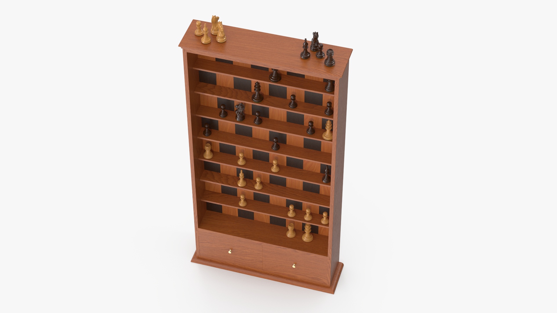 3D model Straight Up Wooden Chess Board