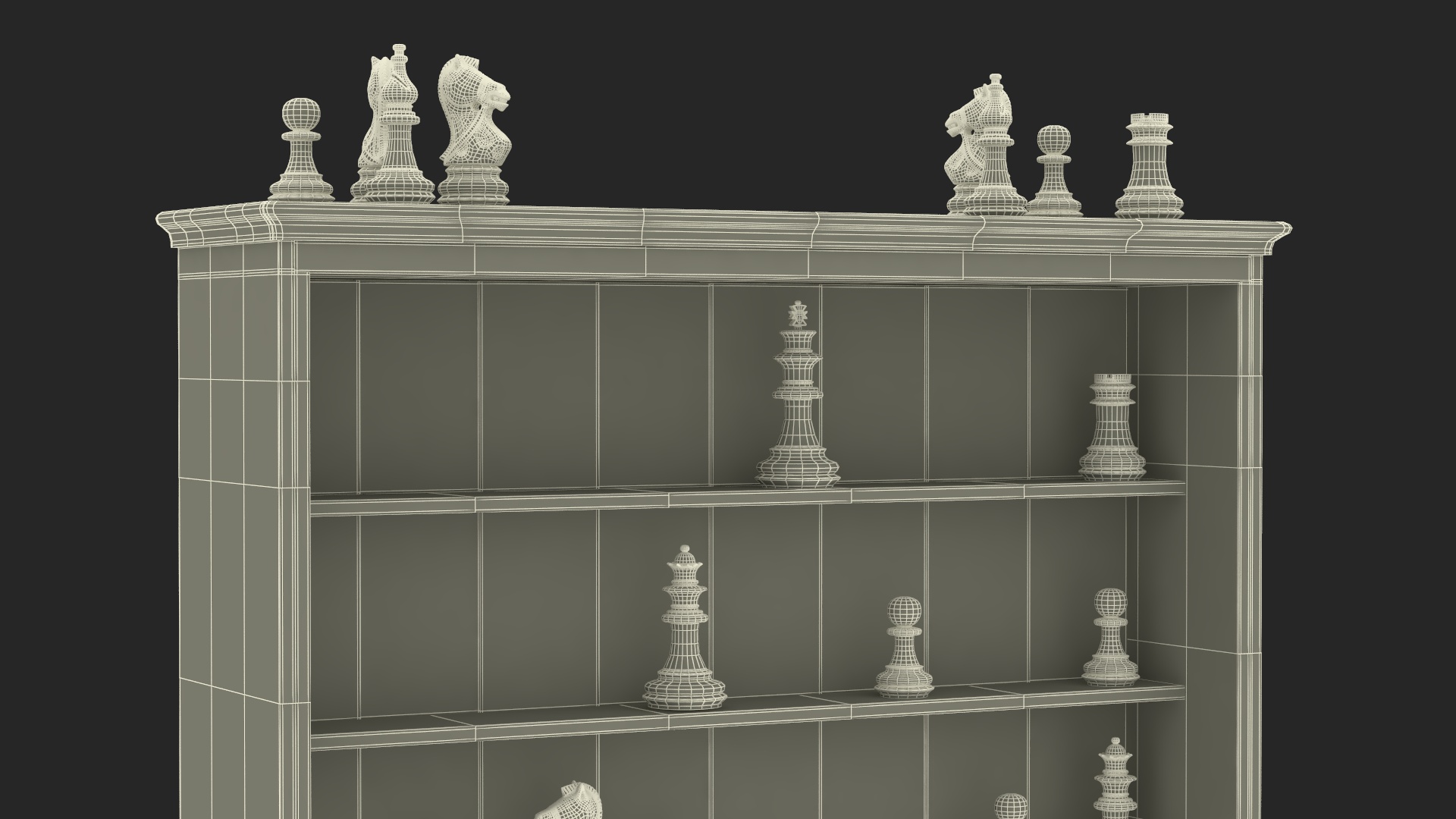 3D model Straight Up Wooden Chess Board