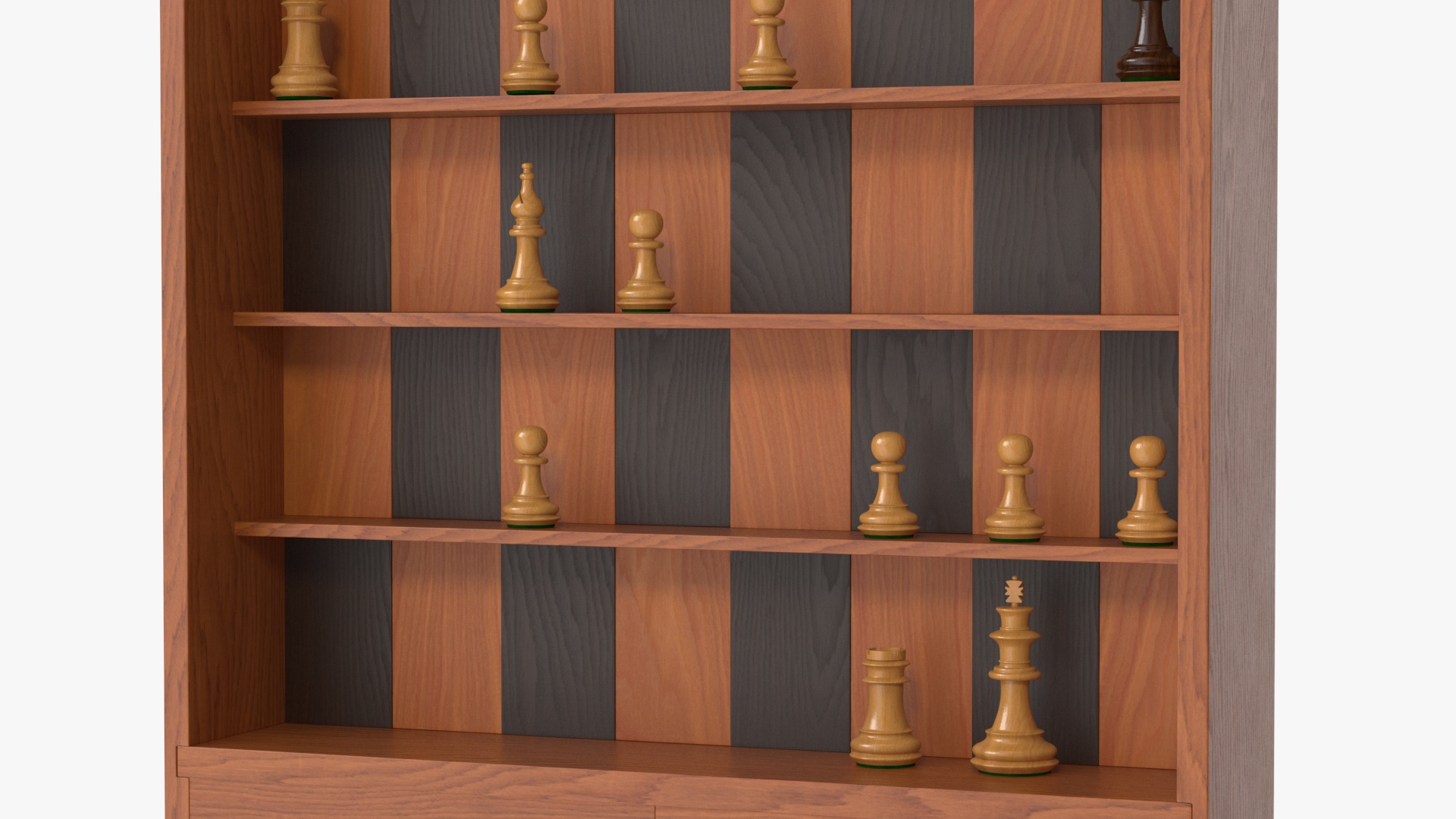 3D model Straight Up Wooden Chess Board