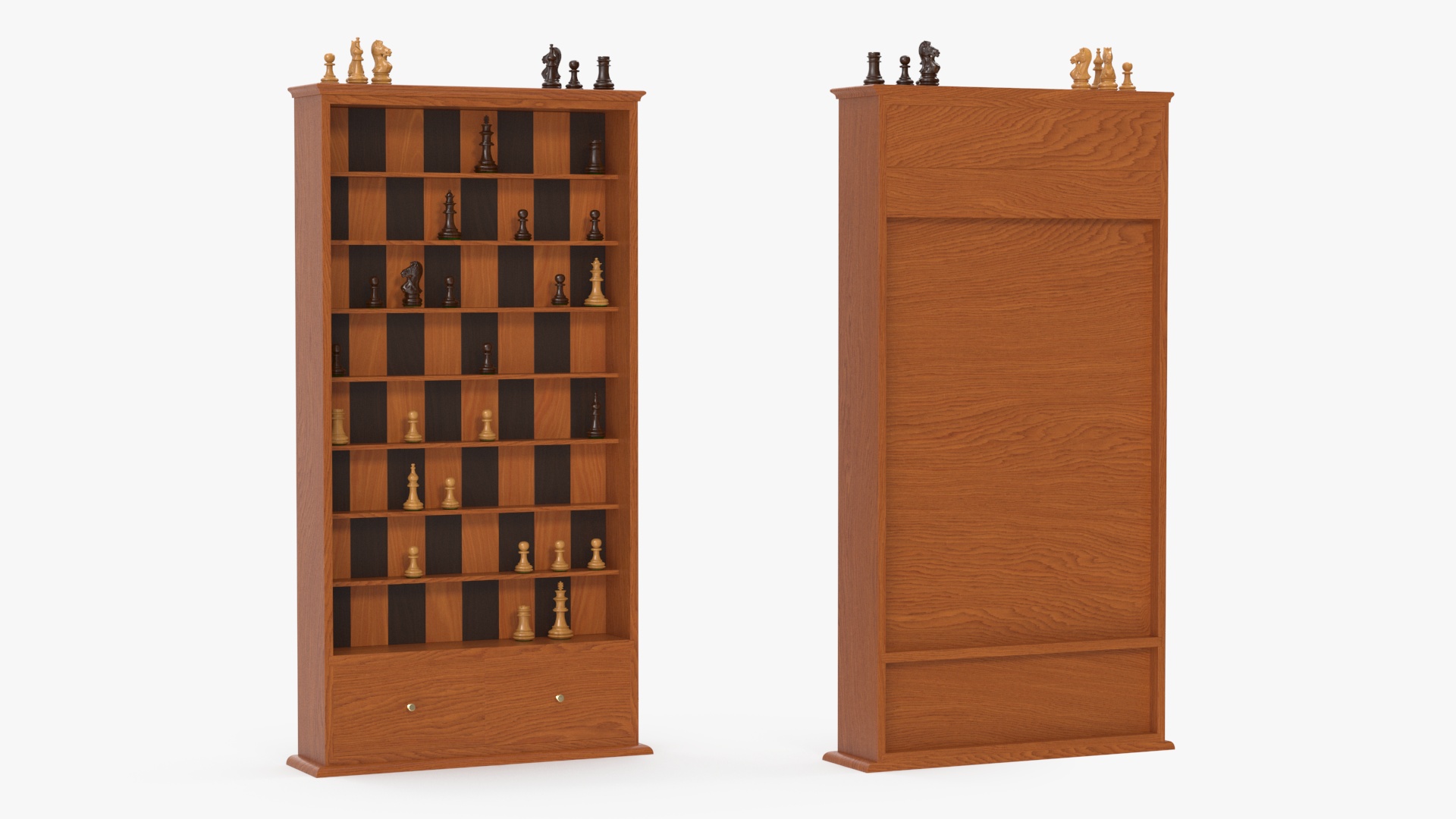3D model Straight Up Wooden Chess Board