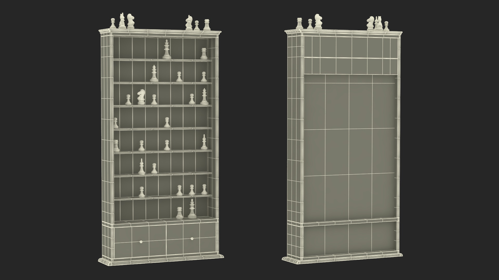 3D model Straight Up Wooden Chess Board