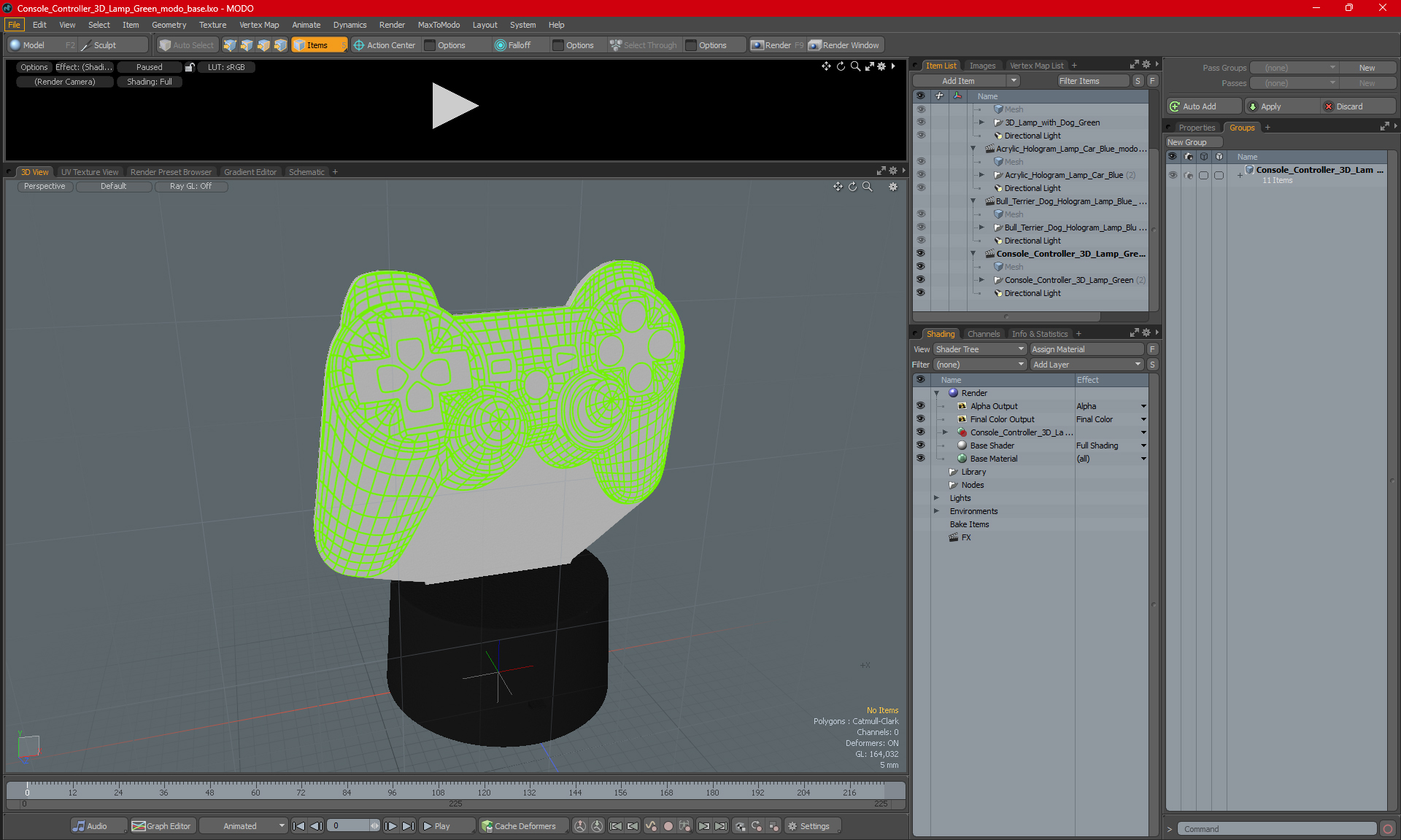 Console Controller 3D Lamp Green 3D