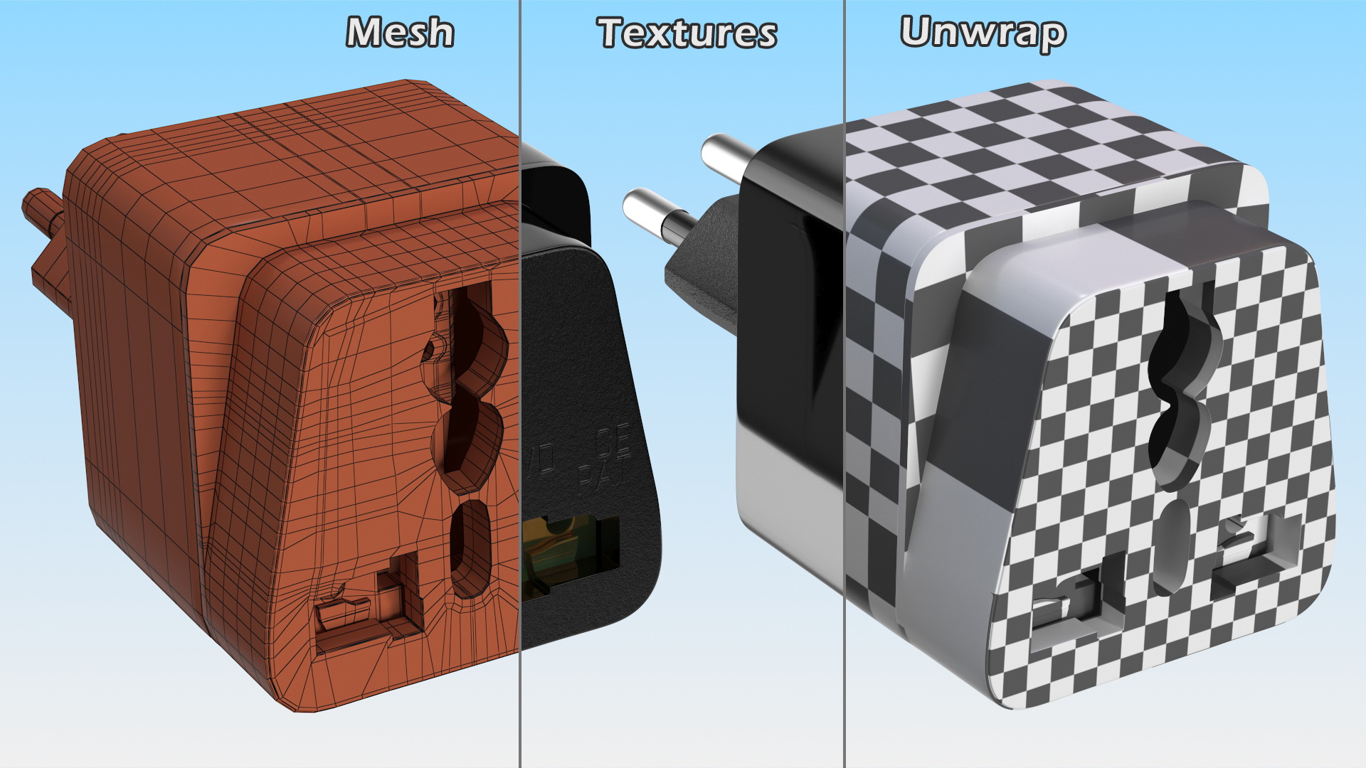 3D model Type N Universal Plug Adapter Black
