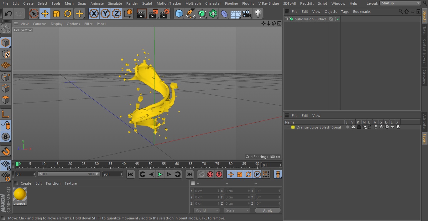 3D Orange Juice Splash Spiral