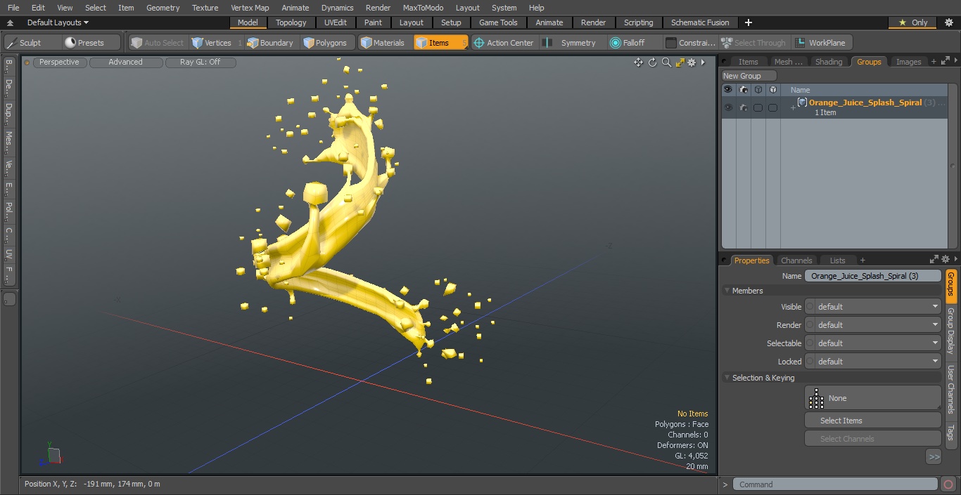 3D Orange Juice Splash Spiral
