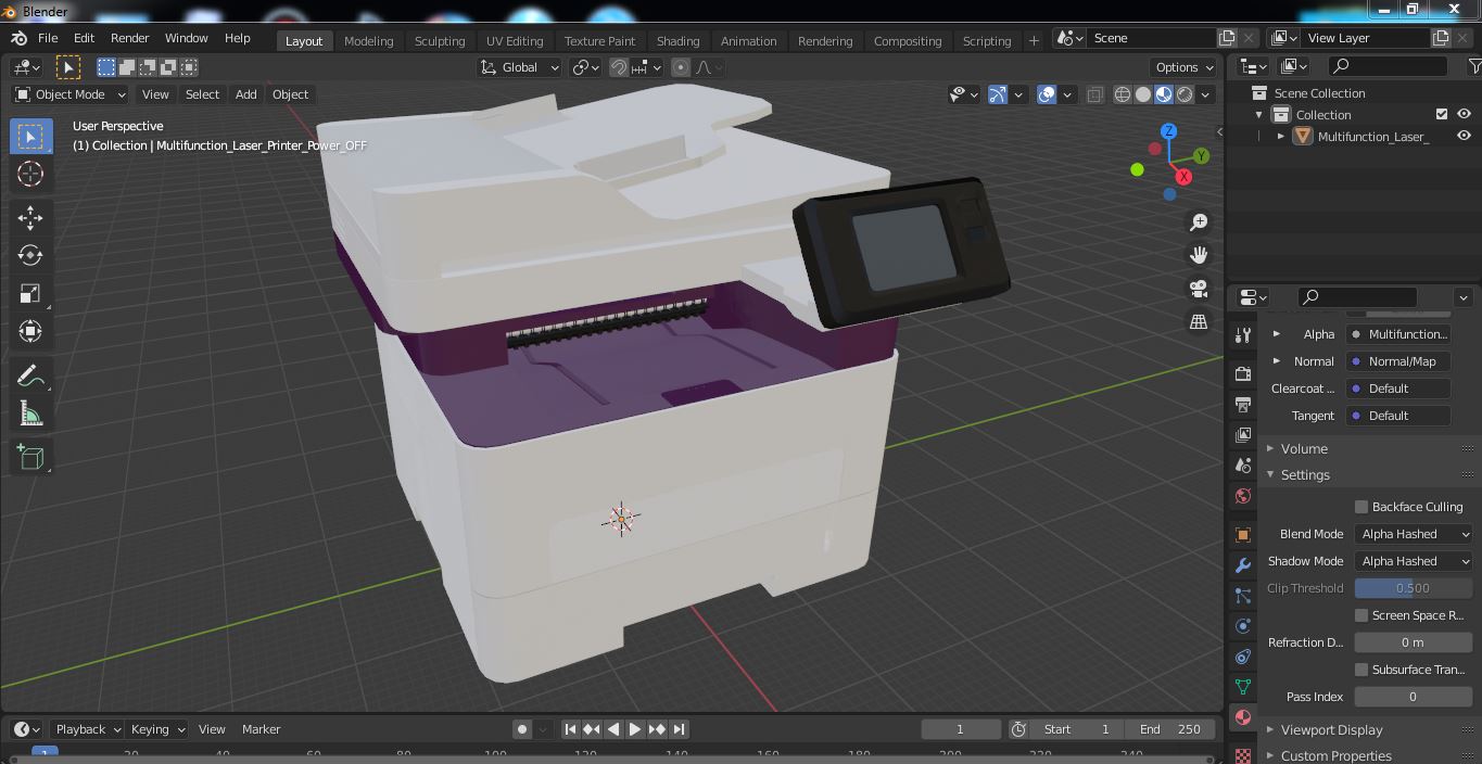 Multifunction Laser Printer Power OFF 3D