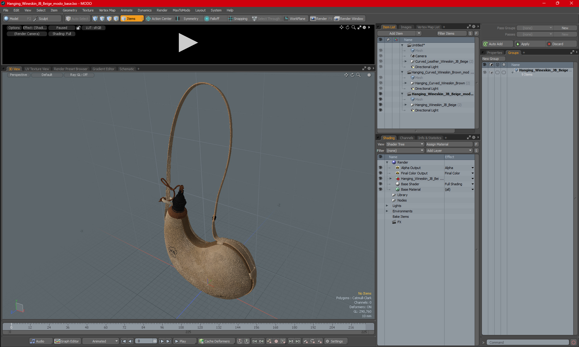 3D model Hanging Wineskin JB Beige