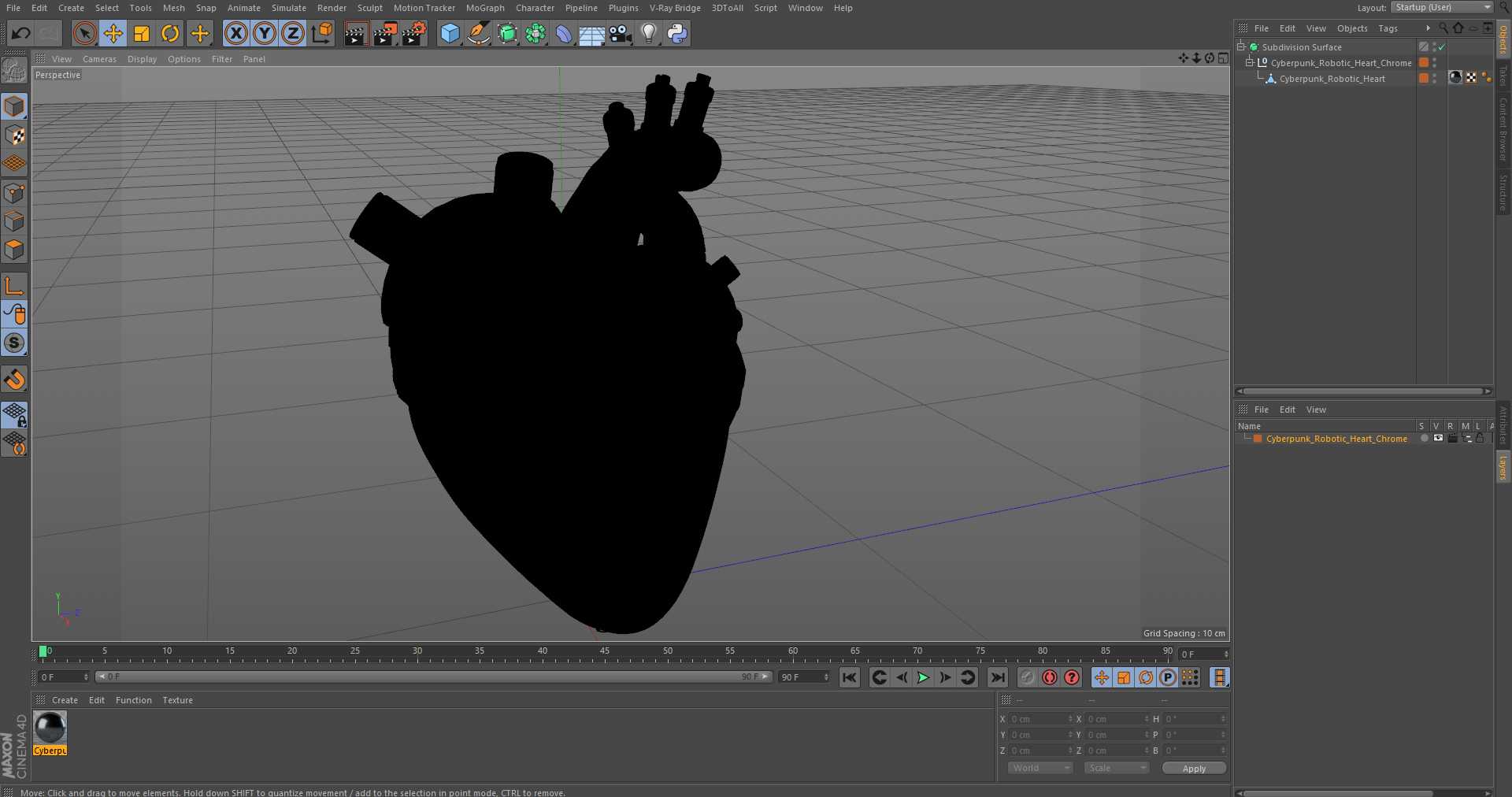 3D model Cyberpunk Robotic Heart Chrome