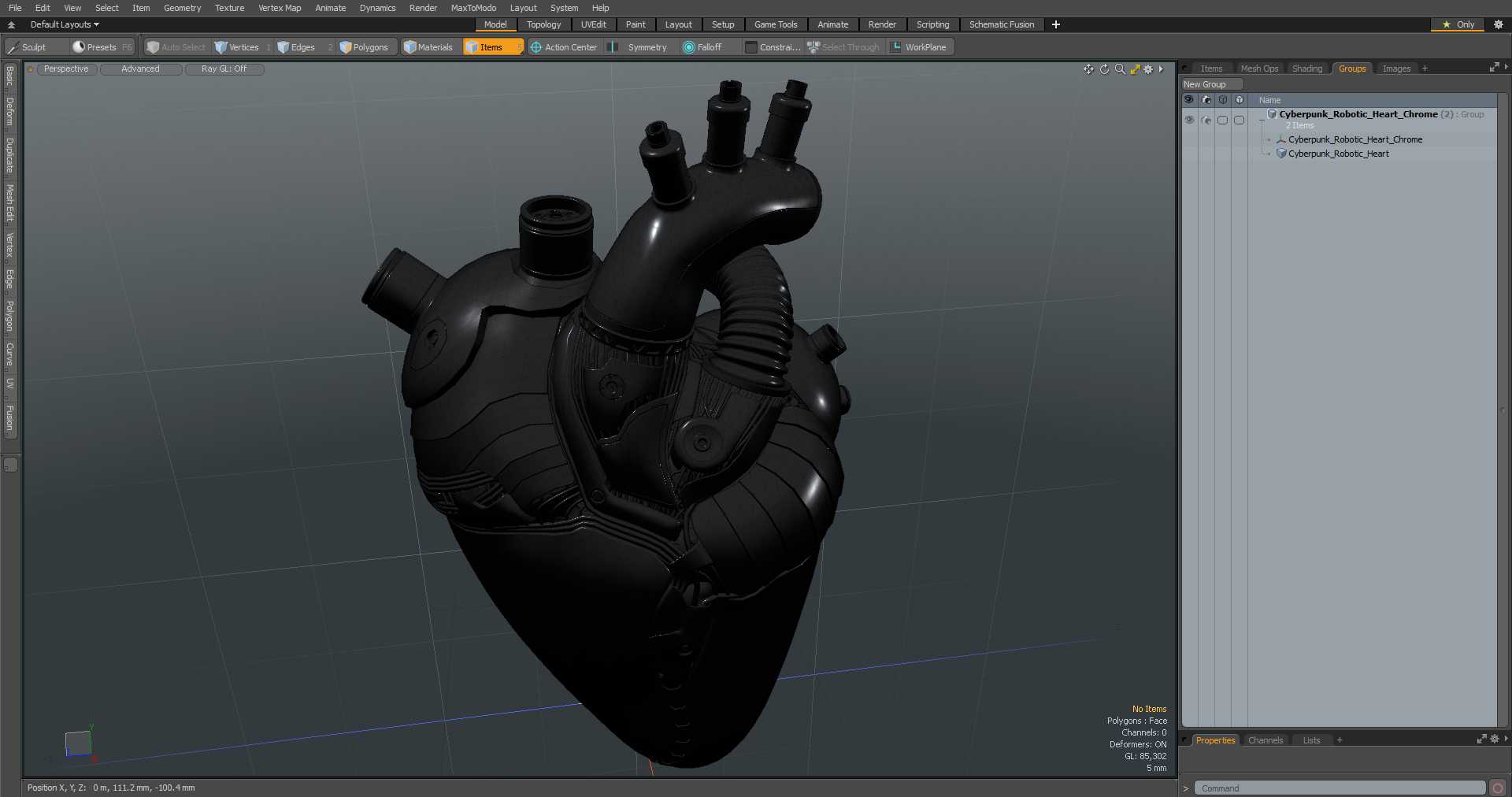 3D model Cyberpunk Robotic Heart Chrome
