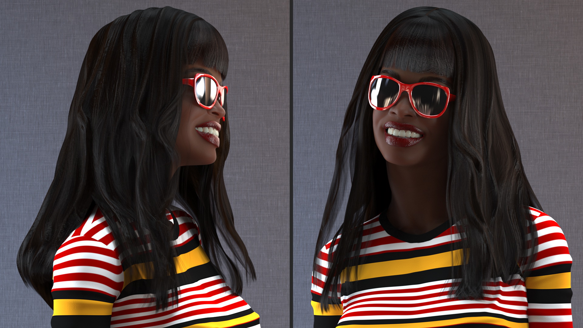 Fashionable Style Young Black Woman Standing Pose 3D model
