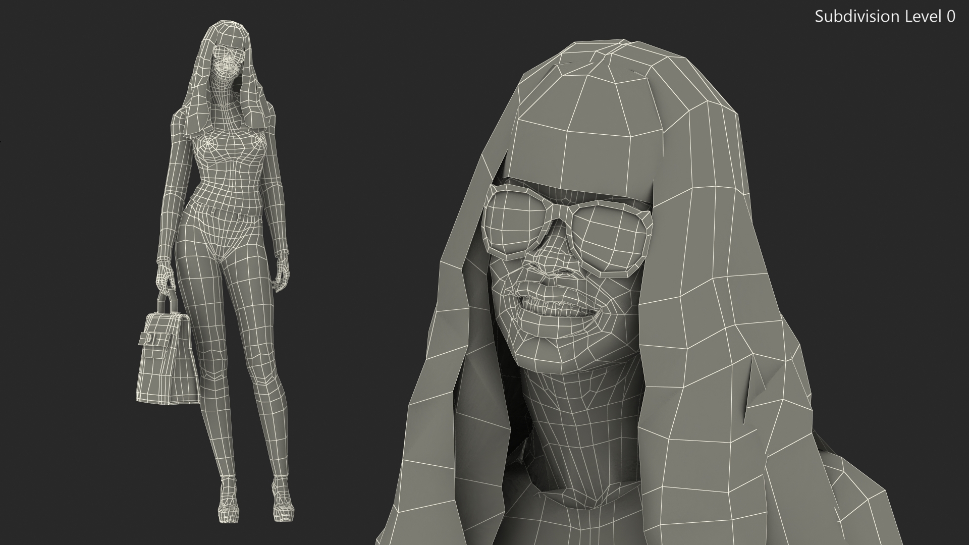 Fashionable Style Young Black Woman Standing Pose 3D model
