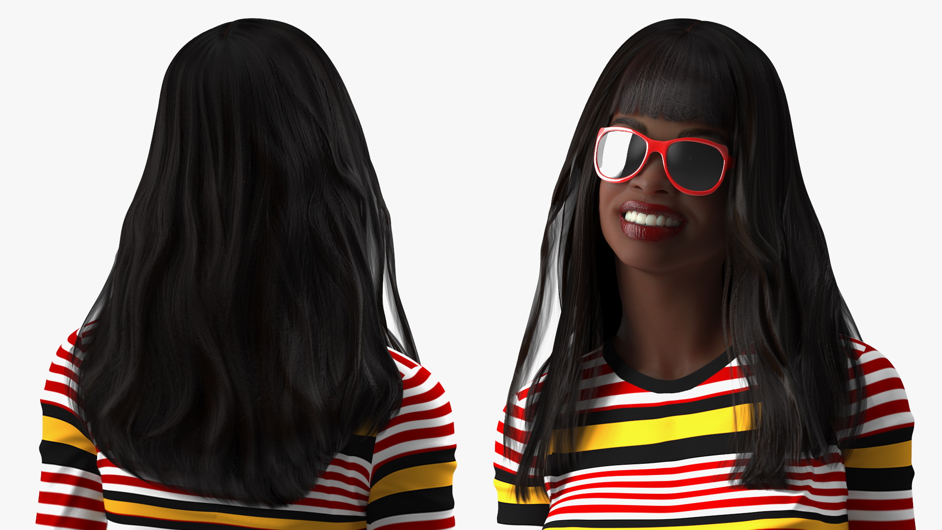 Fashionable Style Young Black Woman Standing Pose 3D model