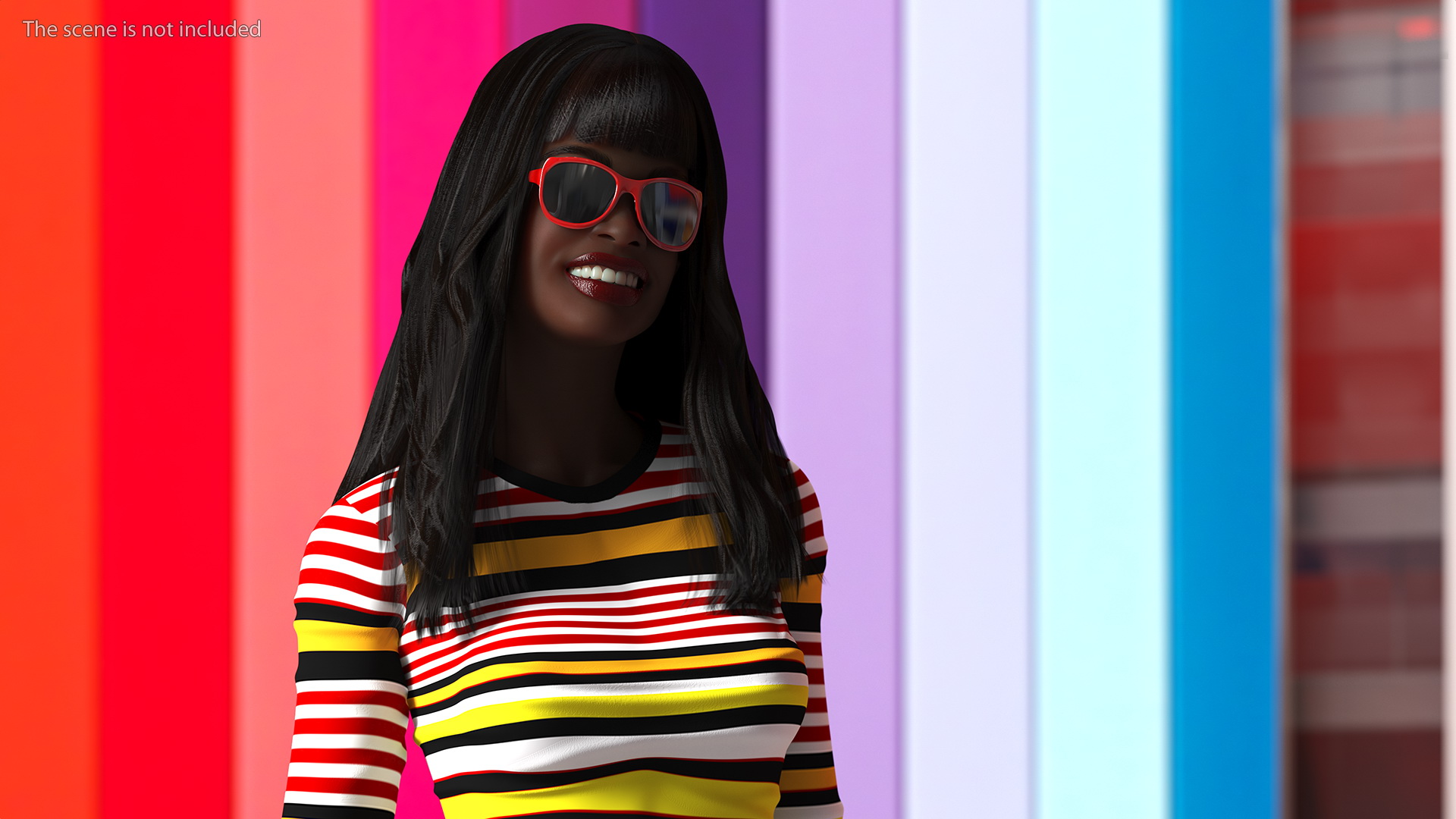 Fashionable Style Young Black Woman Standing Pose 3D model