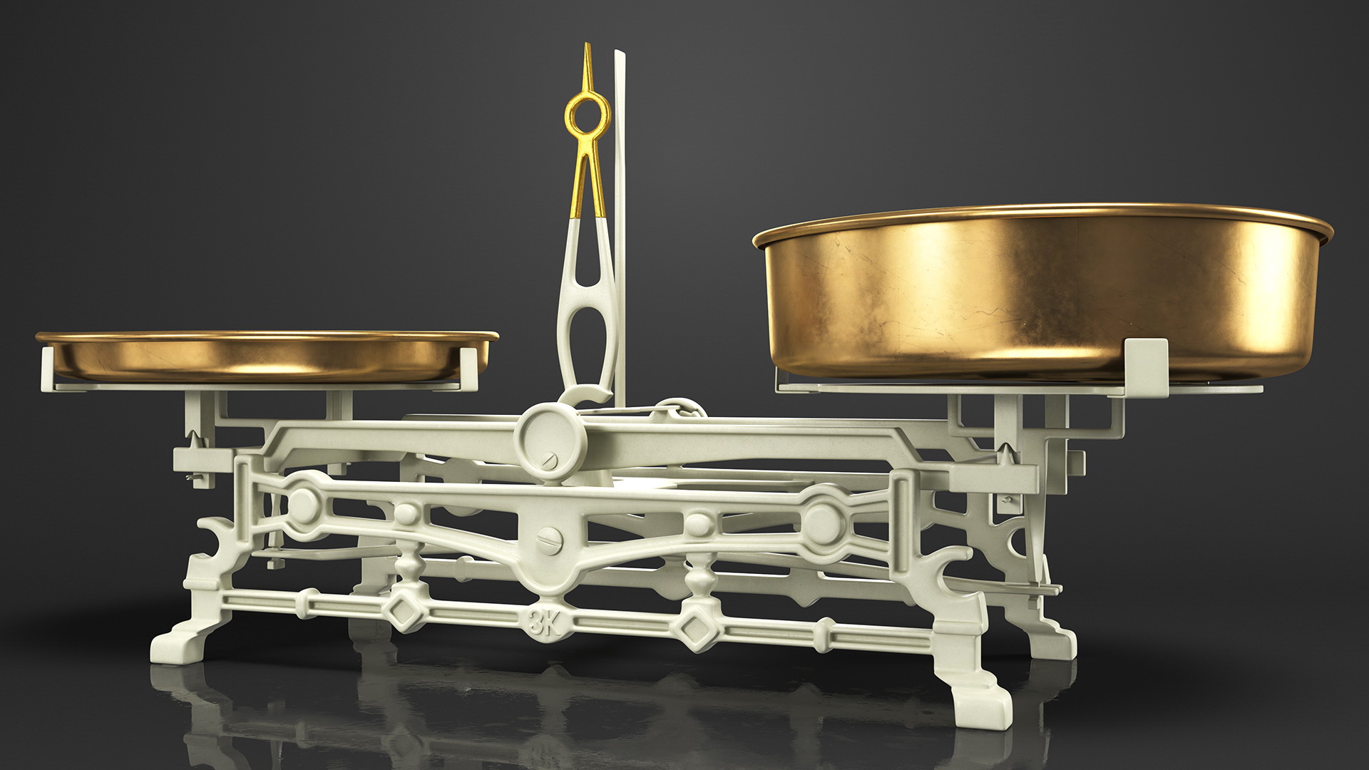 3D Vintage Balance Scale with Weights Set model
