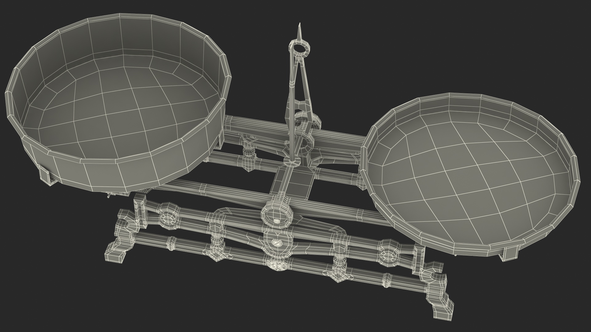 3D Vintage Balance Scale with Weights Set model