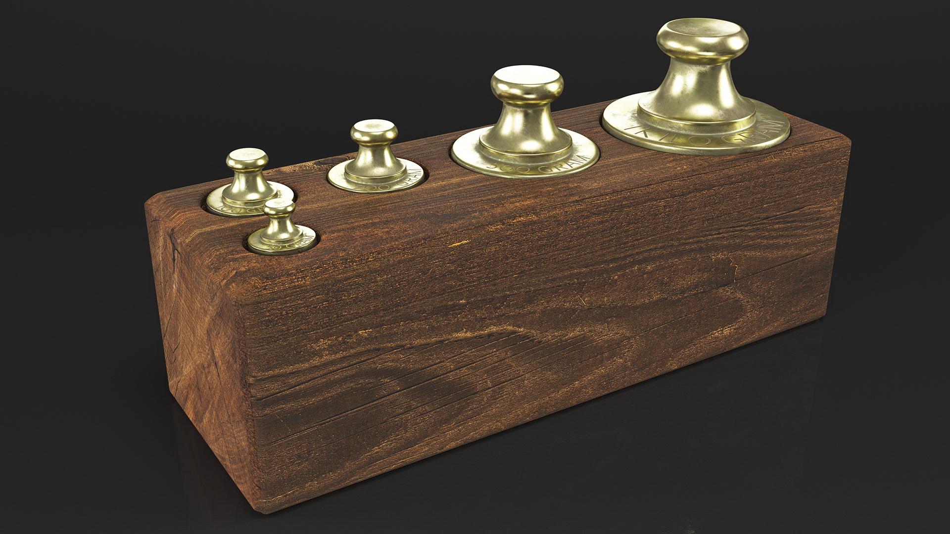 3D Vintage Balance Scale with Weights Set model