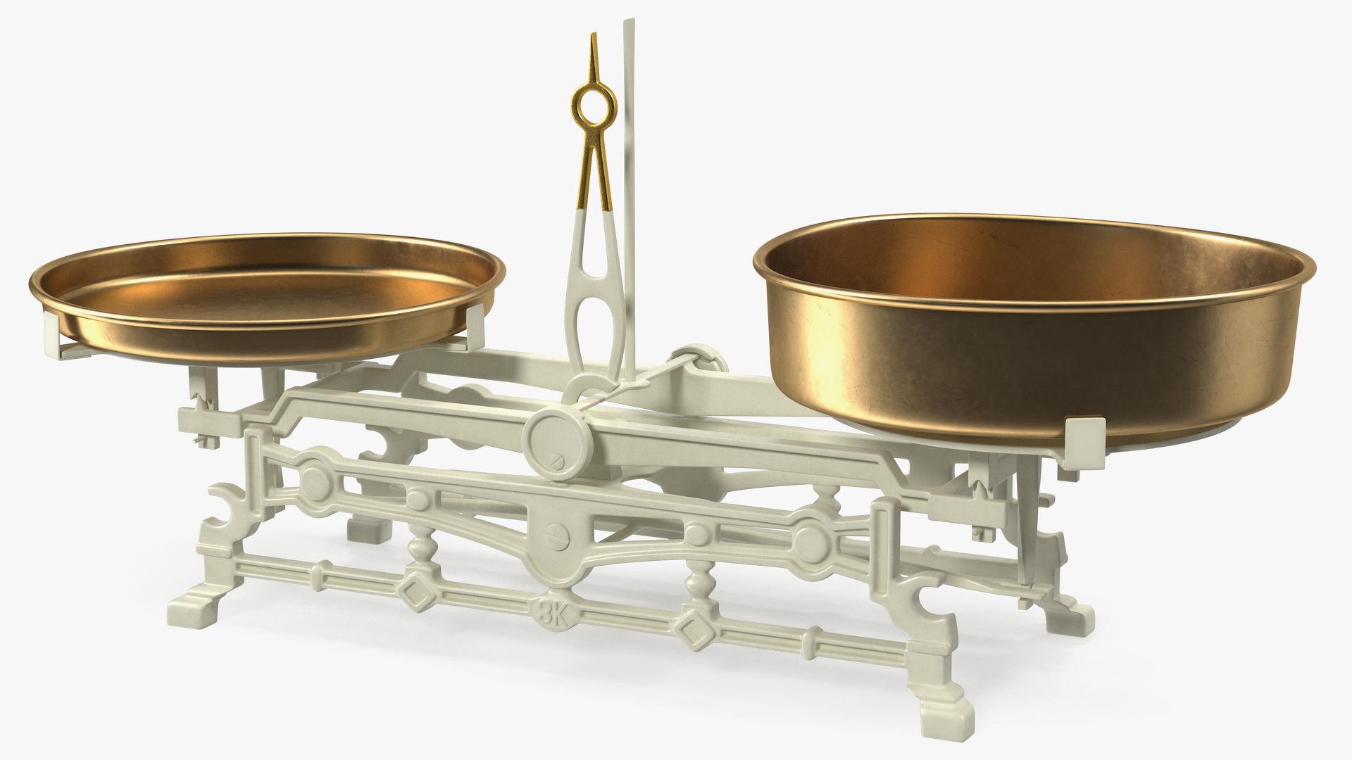 3D Vintage Balance Scale with Weights Set model