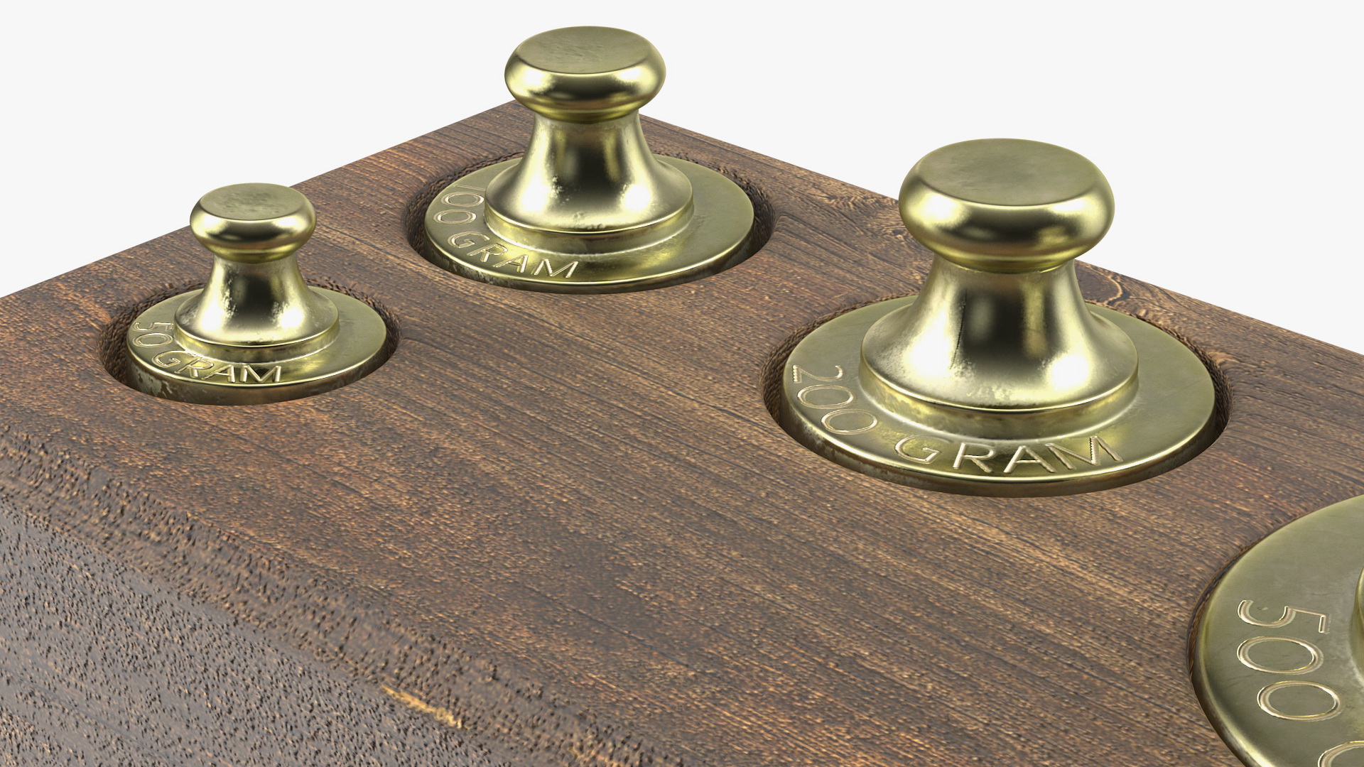 3D Vintage Balance Scale with Weights Set model