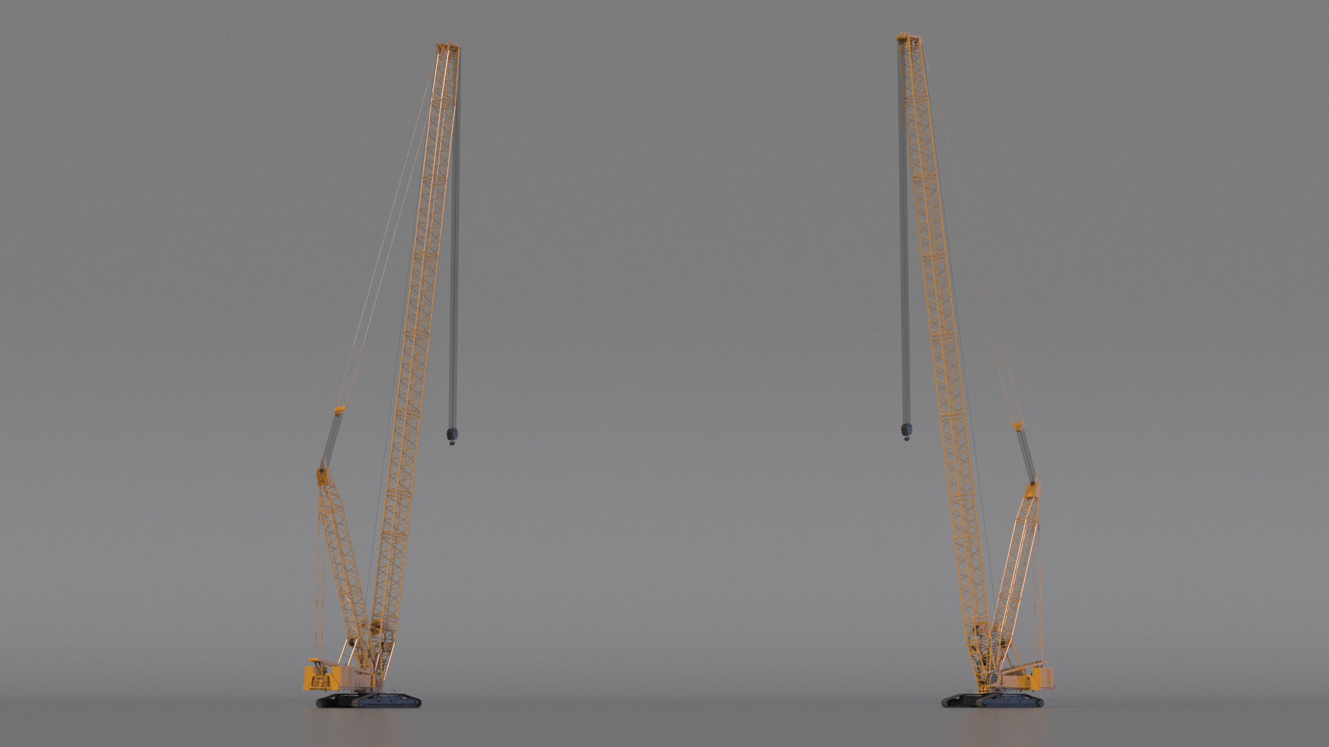 3D Heavy Lifting Crawler Crane Yellow Rigged