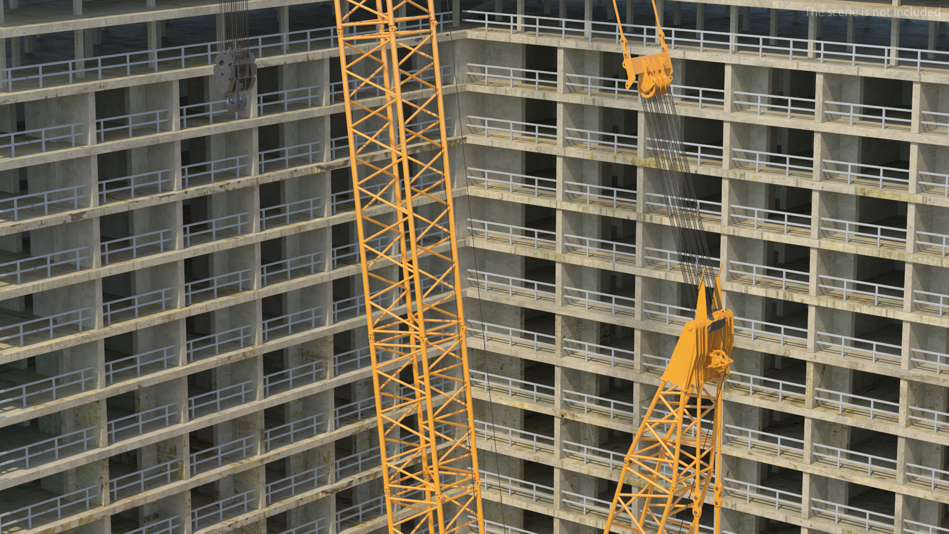 3D Heavy Lifting Crawler Crane Yellow Rigged