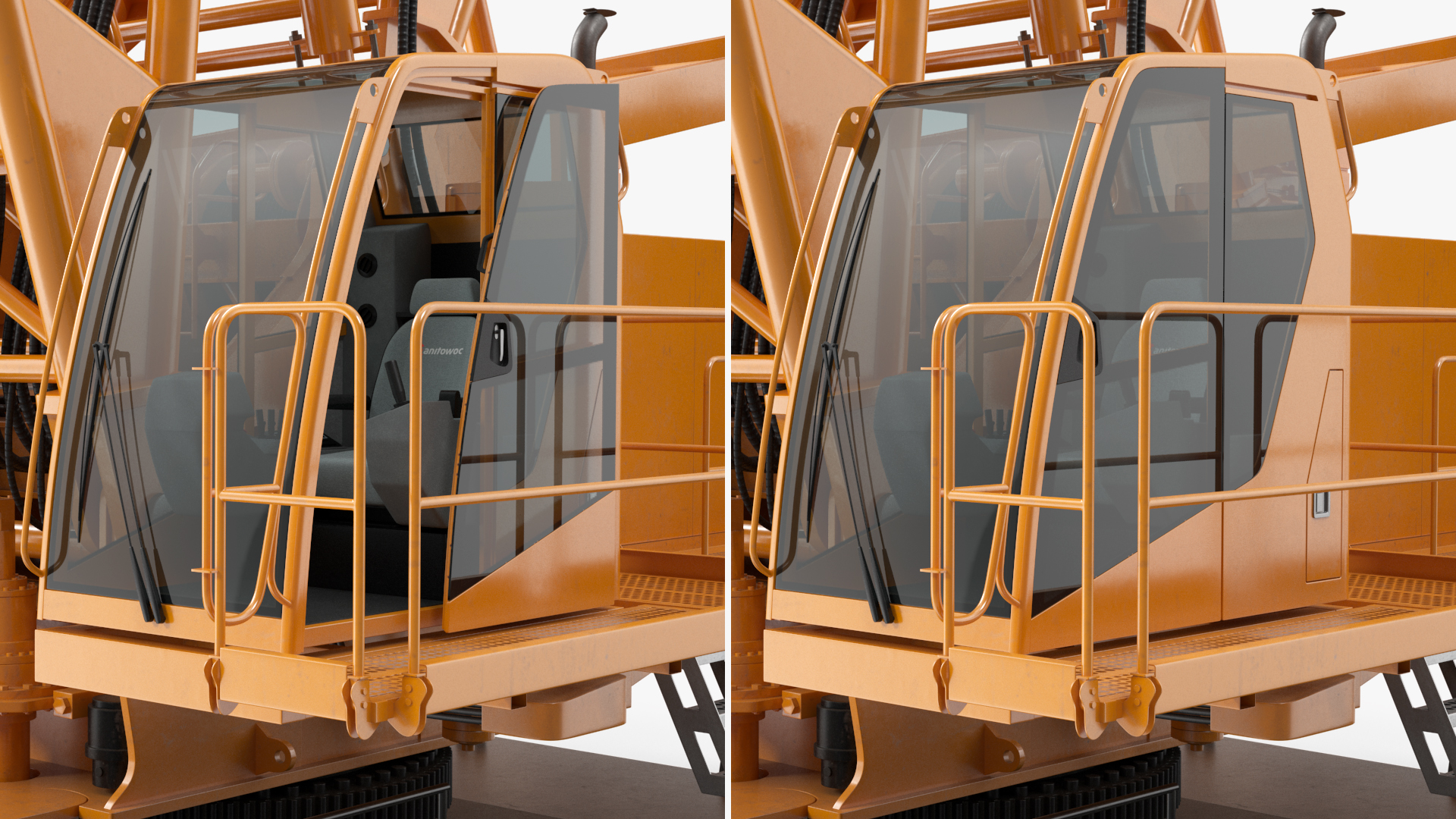 3D Heavy Lifting Crawler Crane Yellow Rigged