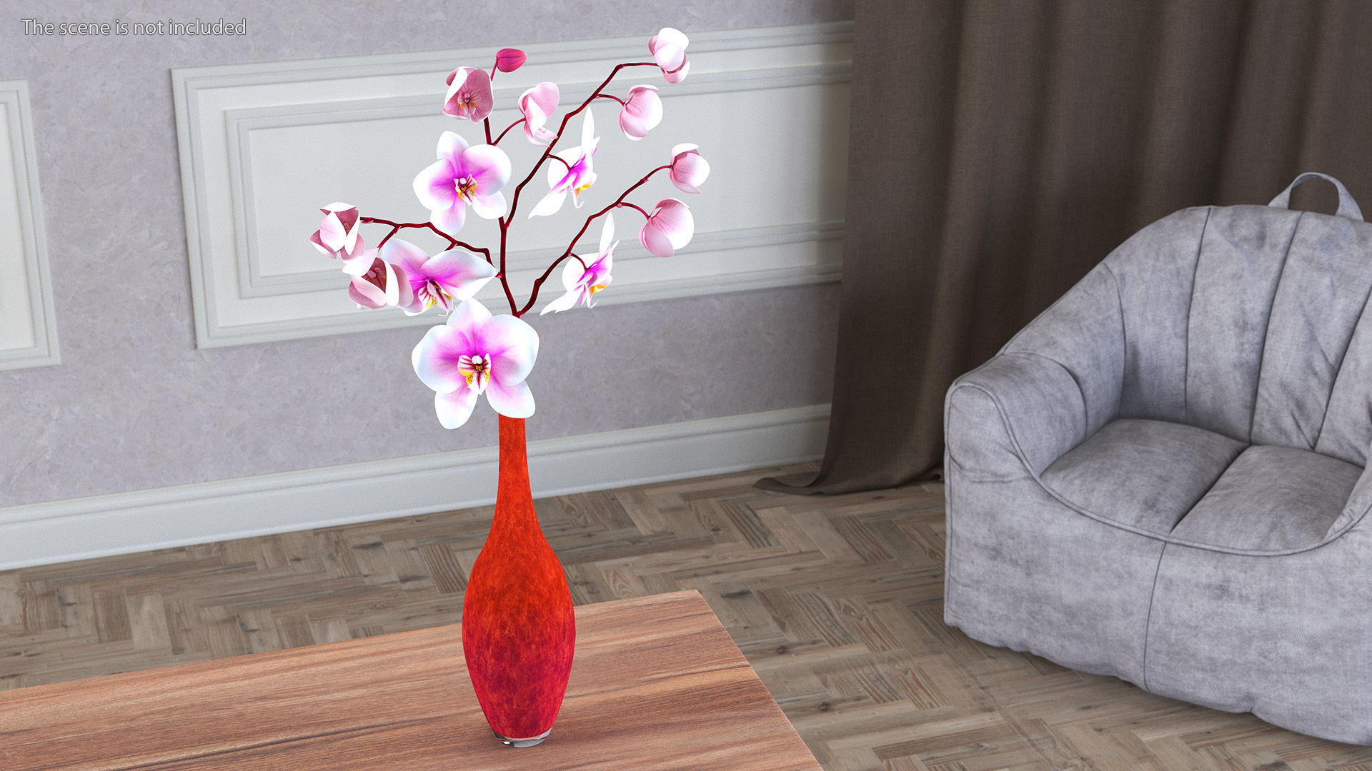 Phalaenopsis Orchid and Glass Vase 3D model