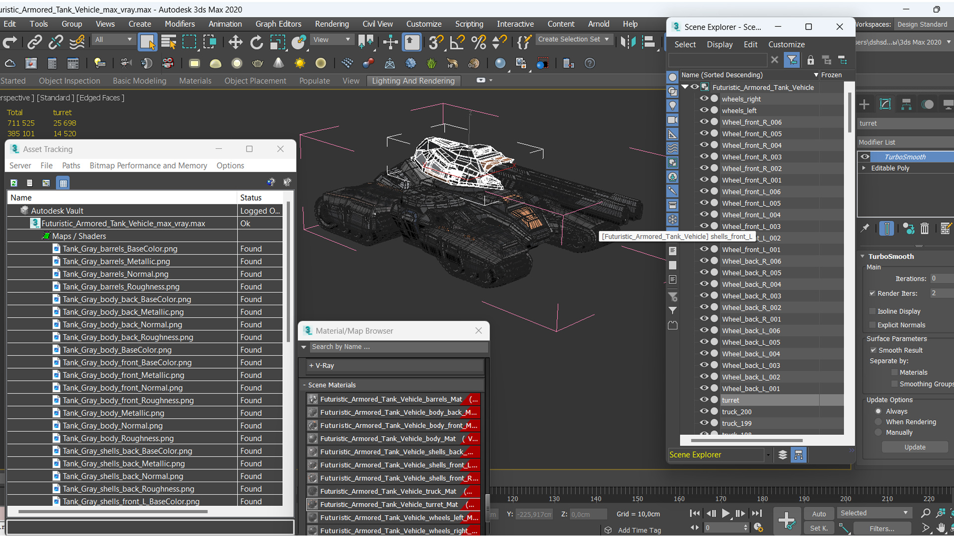 3D Futuristic Armored Tank Vehicle