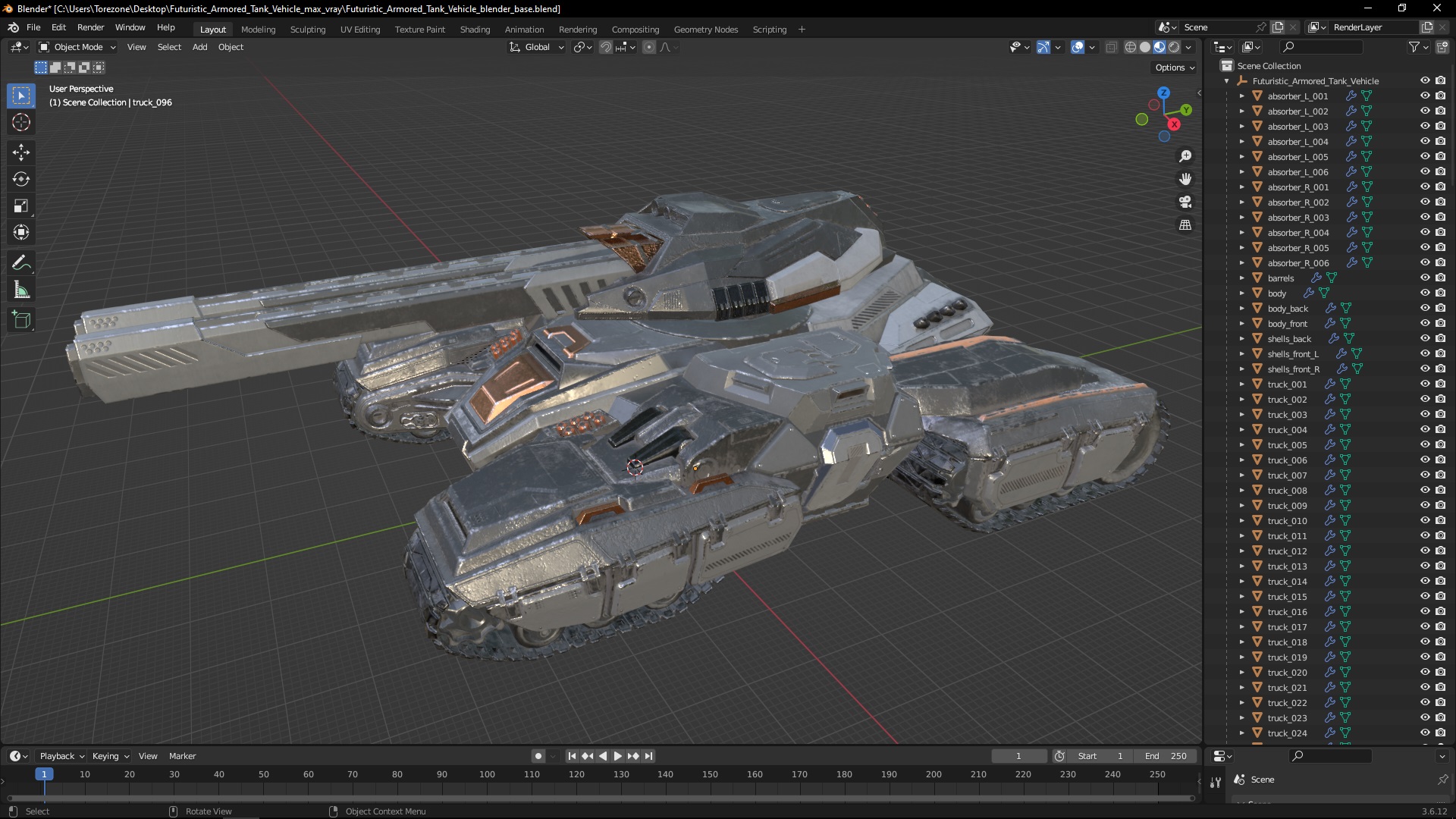 3D Futuristic Armored Tank Vehicle
