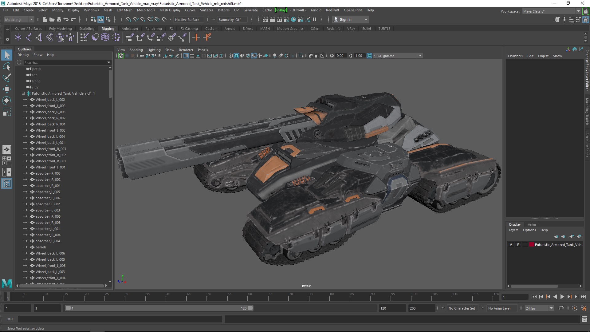 3D Futuristic Armored Tank Vehicle