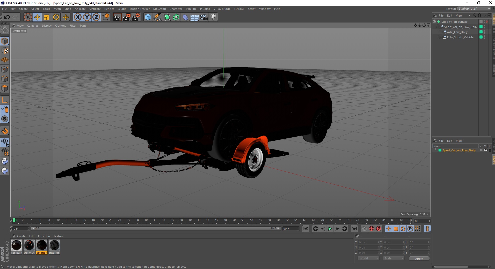 Sport Car on Tow Dolly 3D