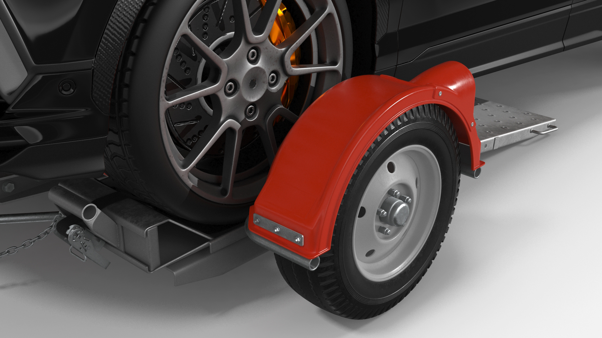 Sport Car on Tow Dolly 3D
