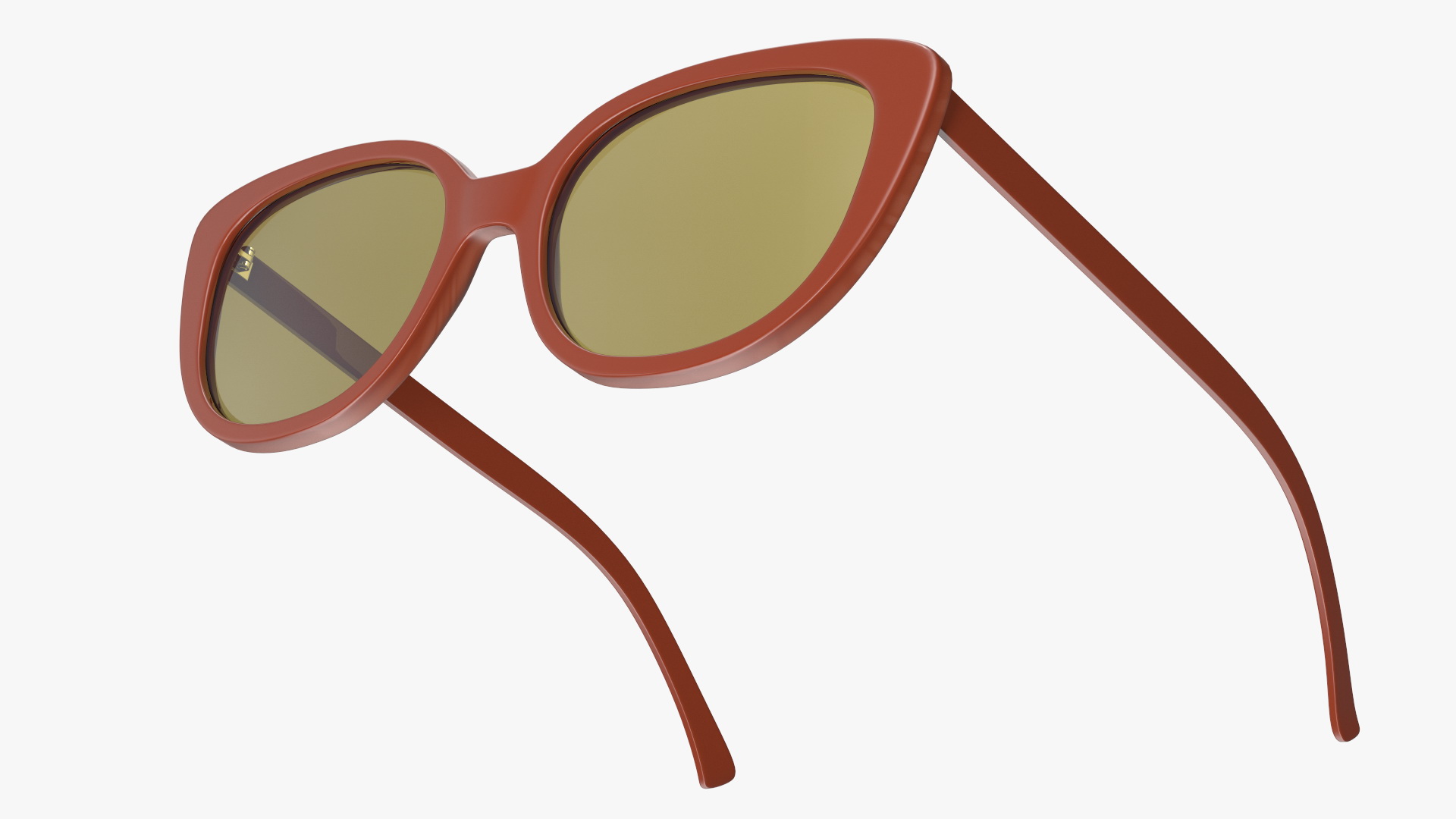Vintage Cat Eye Sunglasses Brown 3D