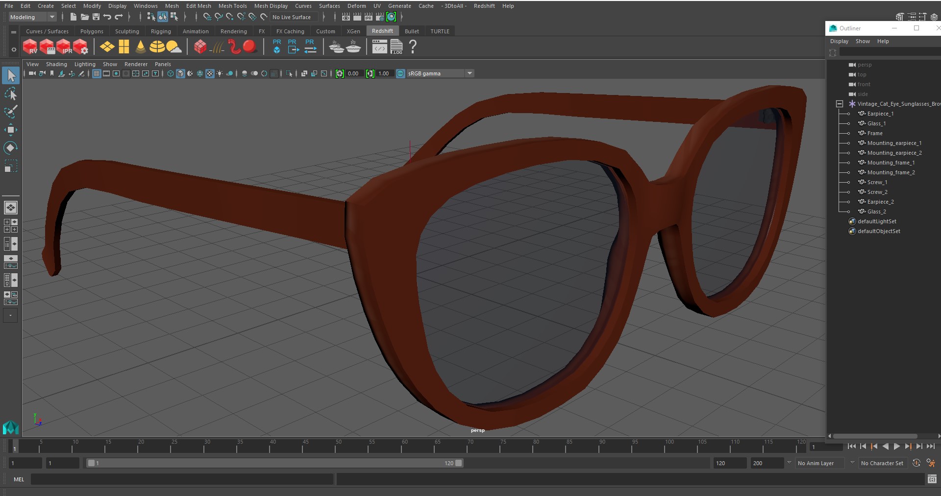 Vintage Cat Eye Sunglasses Brown 3D