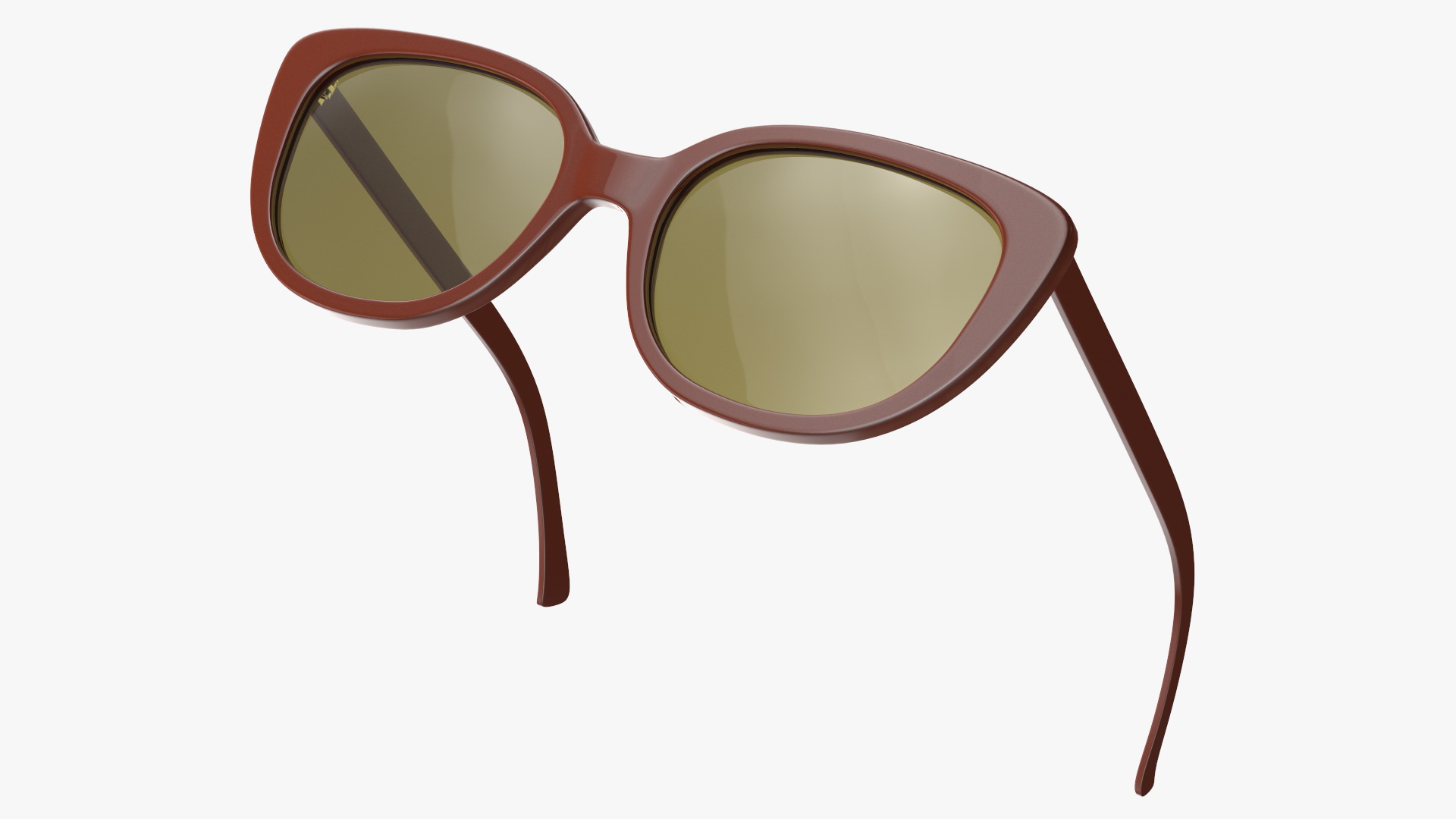 Vintage Cat Eye Sunglasses Brown 3D
