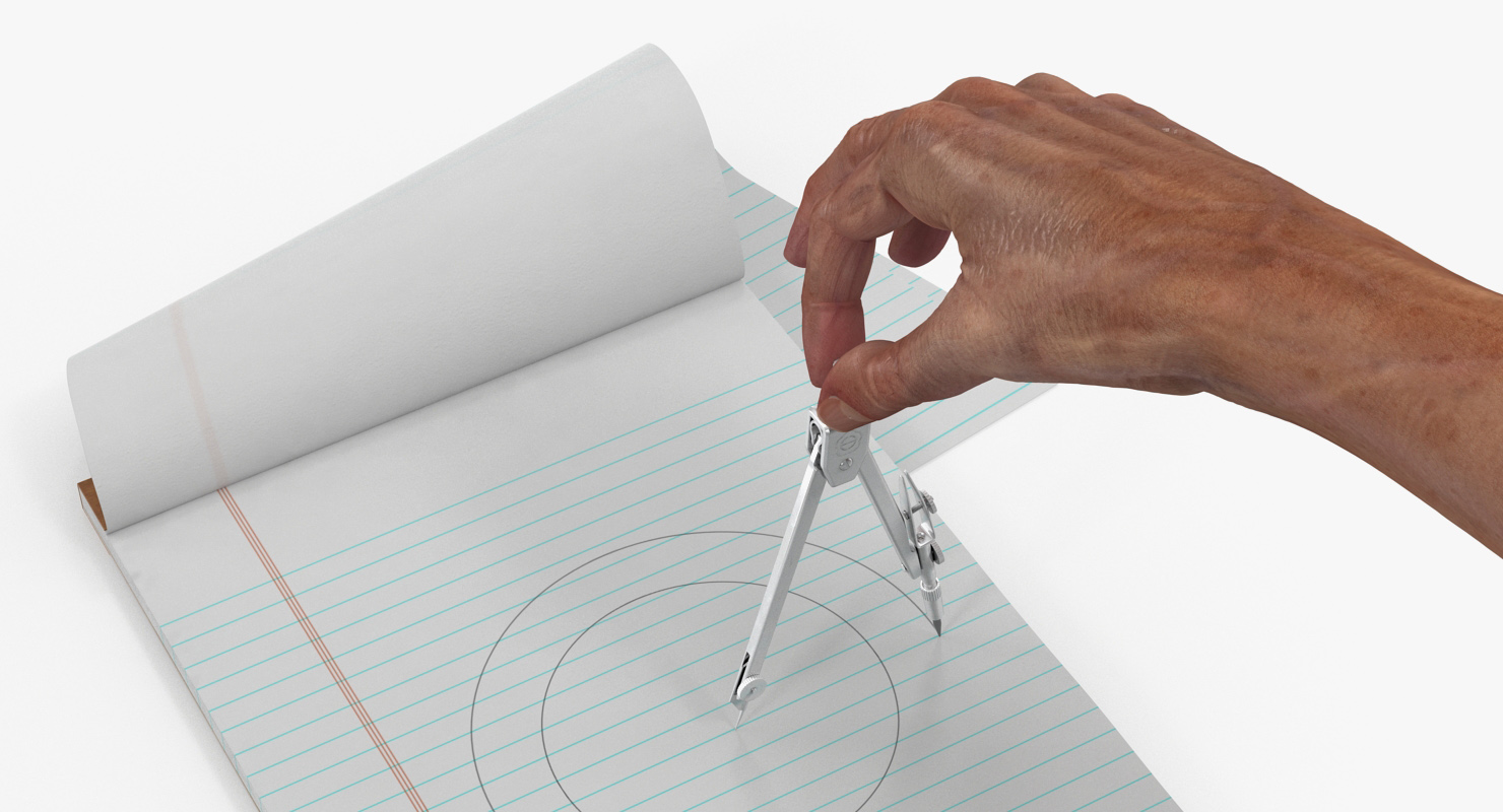 Compass Circle Drawing Hand Rigged 3D model