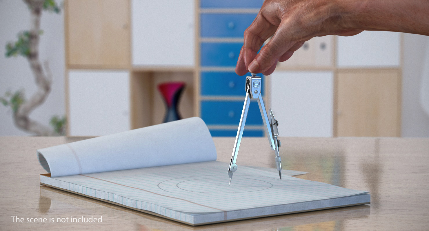 Compass Circle Drawing Hand Rigged 3D model