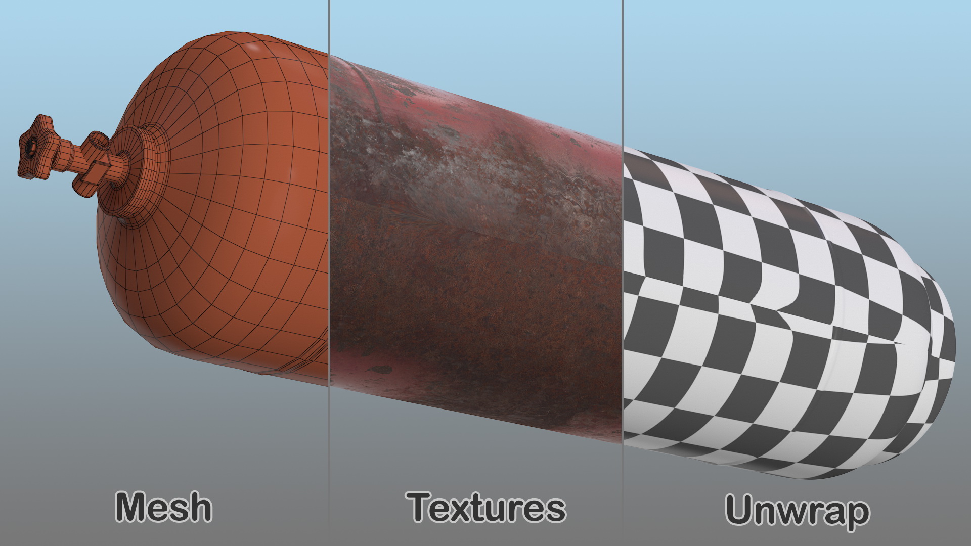 3D Acetylene Gas Cylinder Old