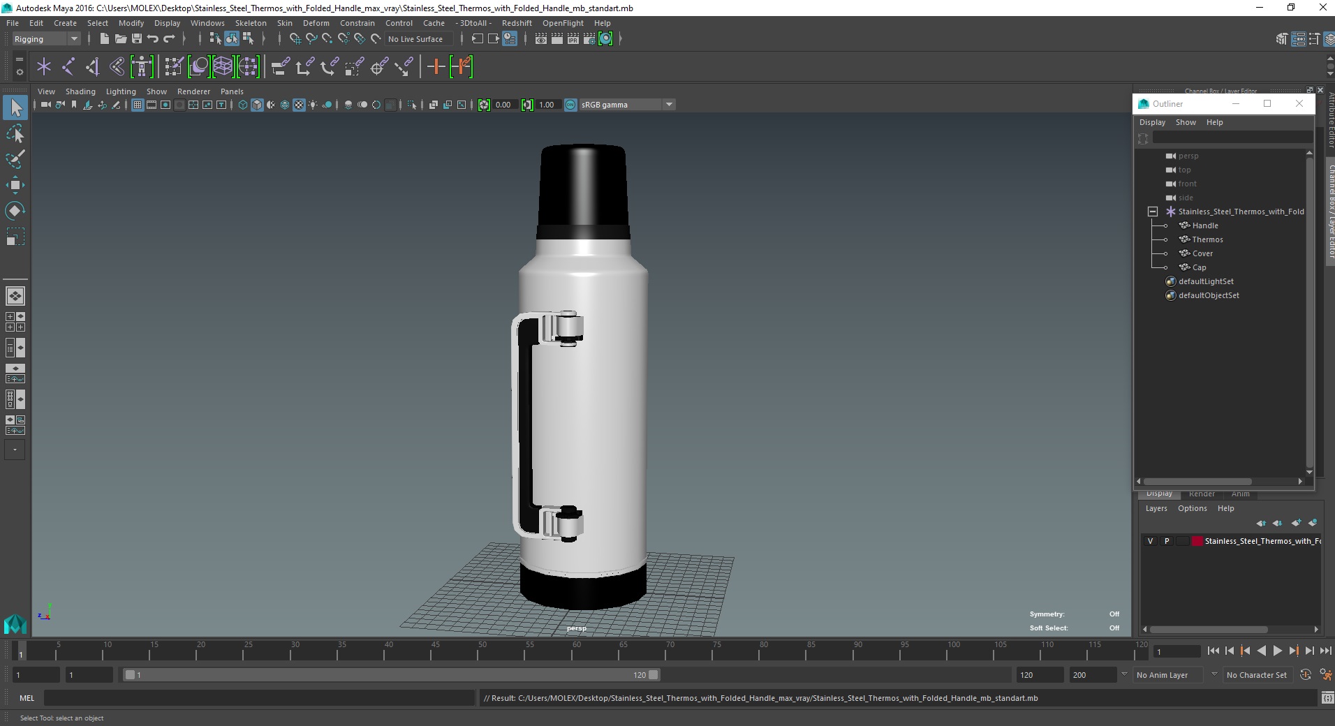 Stainless Steel Thermos with Folded Handle 3D