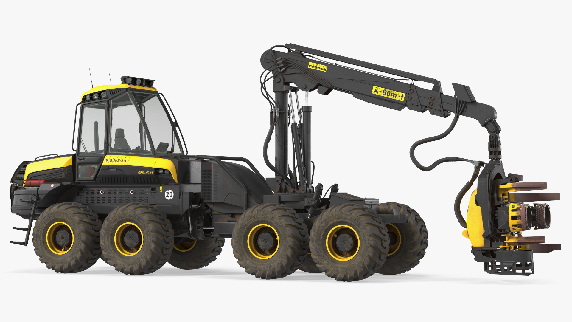 3D model Forestry Harvester PONSSE Bear 8W Dirty Rigged for Maya